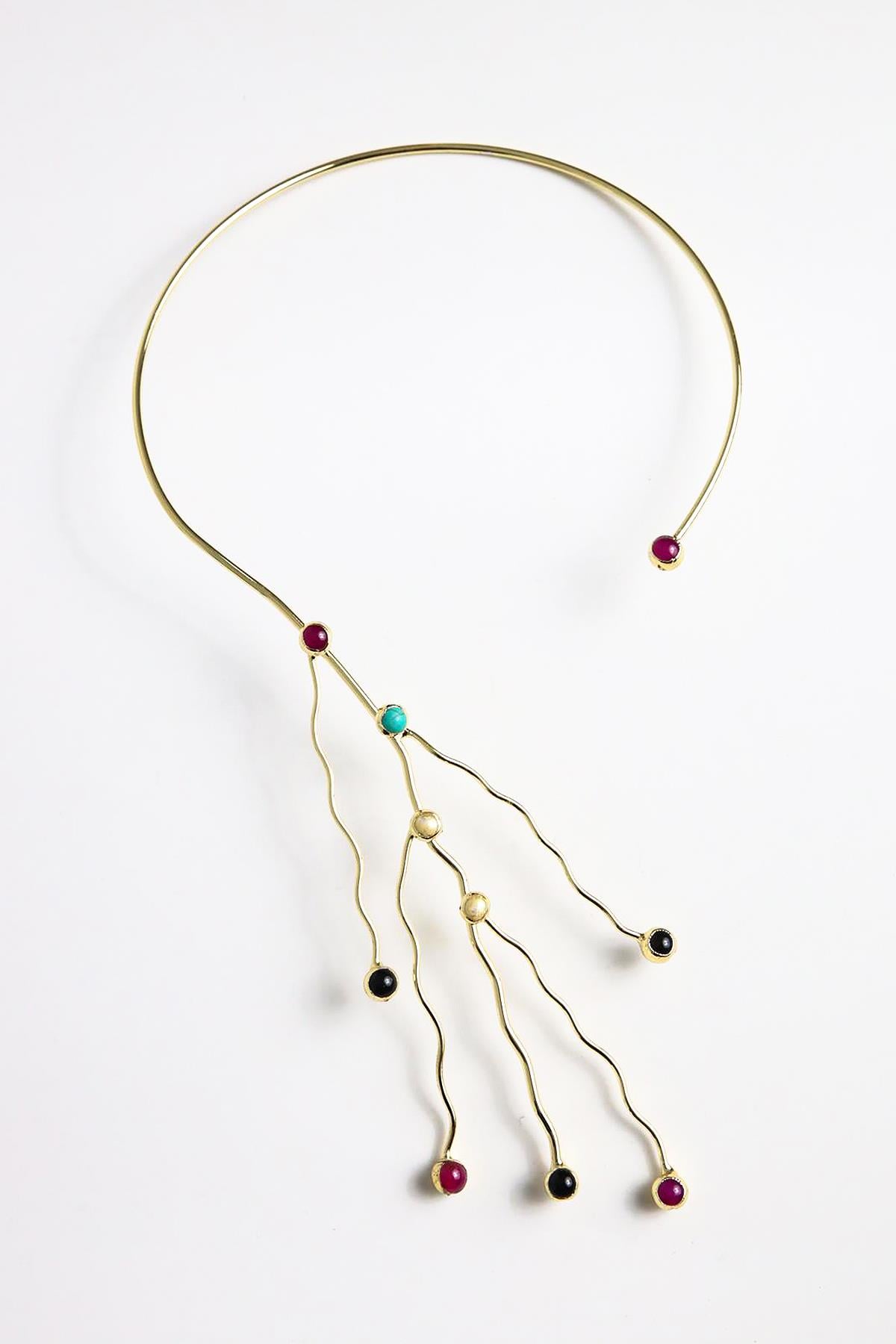  Altın Kaplama Dalgalı Tasarım Tasma Kolye