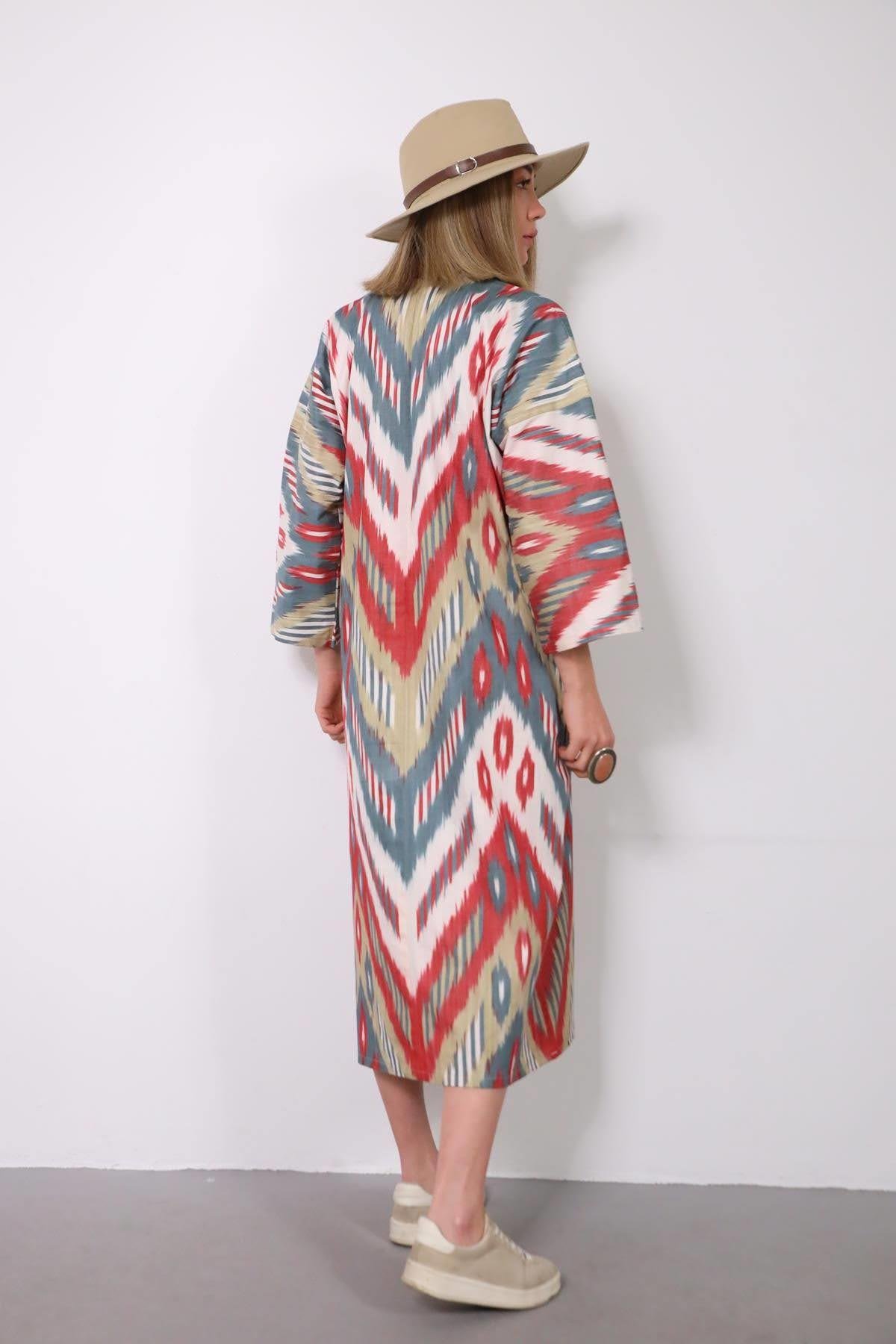 Renkli Etnik İşlemeli Suzani Elbise - Şaman Butik Renkli Etnik İşlemeli Suzani Elbise