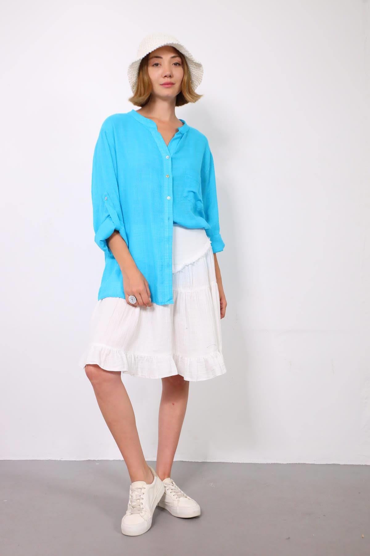  Turkuaz Hakim Yaka Gömlek