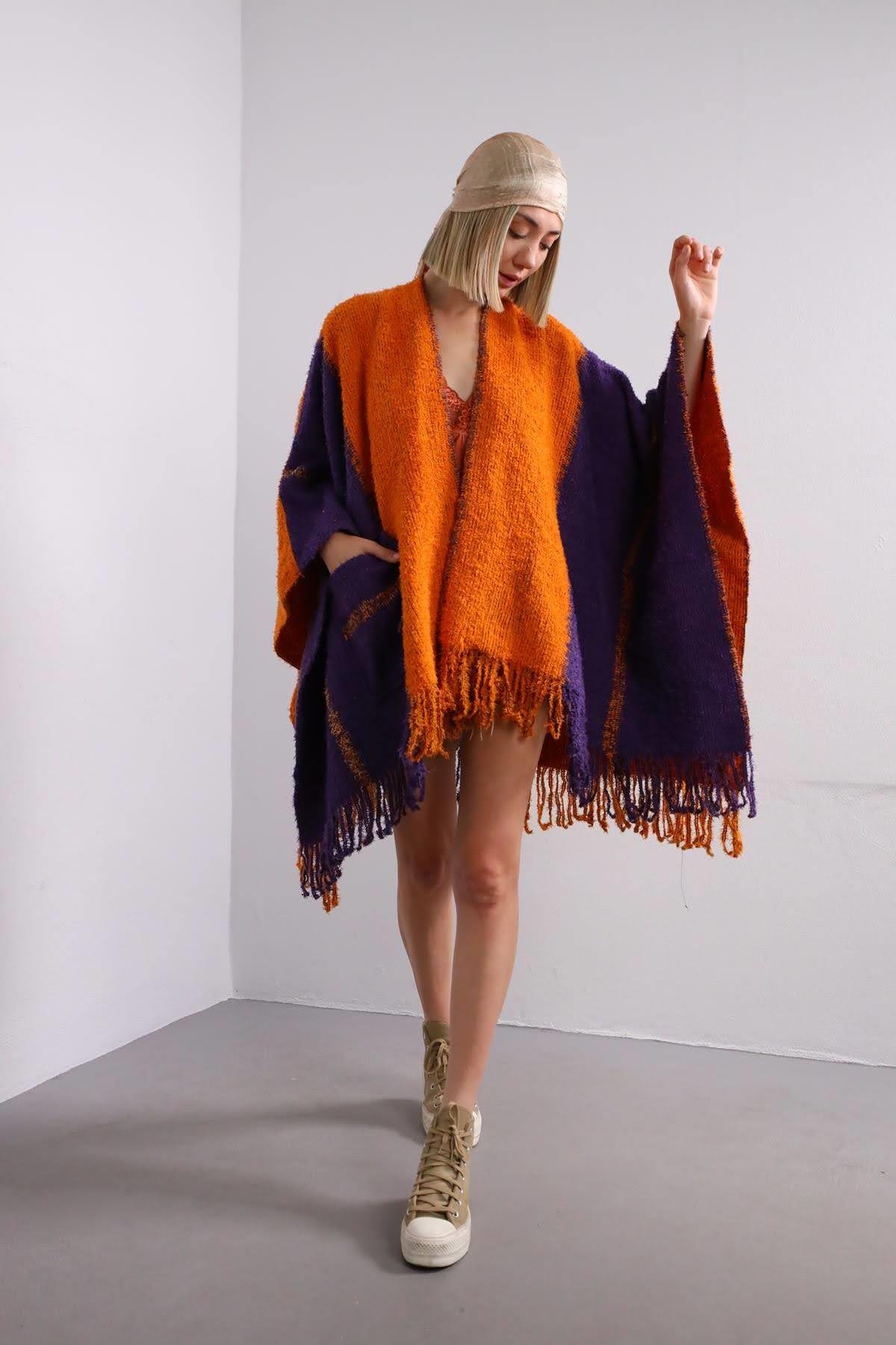 Orange Purple Pocket Pancho Orange Purple Pocket Pancho