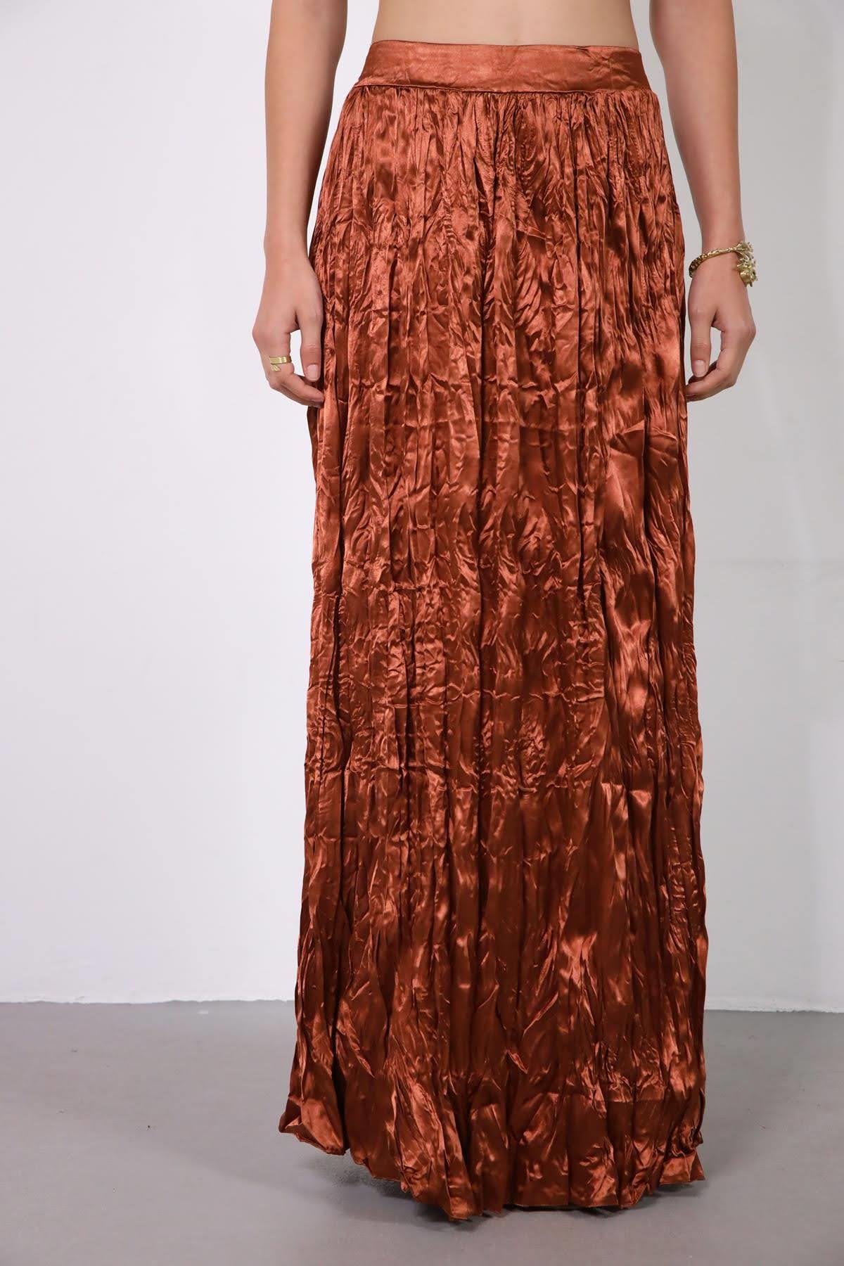  Bakır Rengi Beli Yarım Lastikli Crash Etek