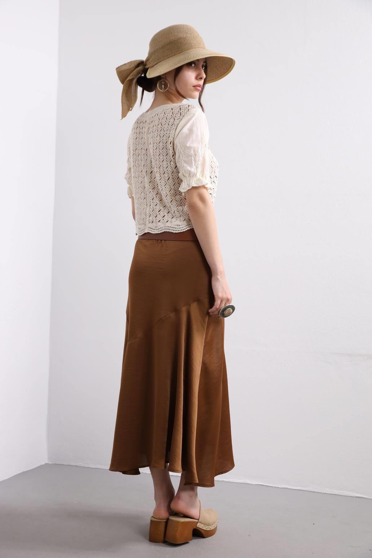  Acı Kahve Yırtmaçlı Etek