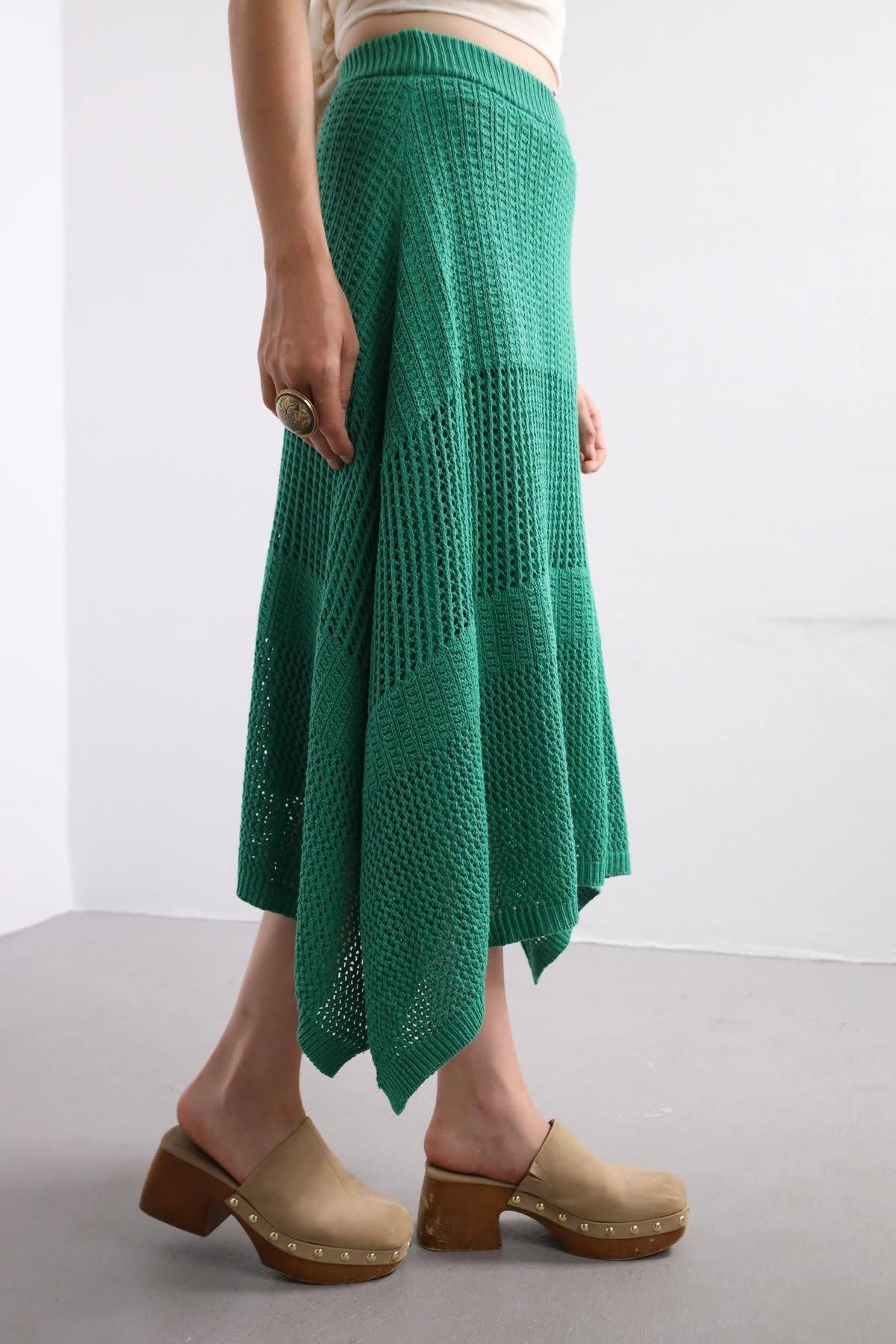 Yeşil Örme Etek - Şaman Butik Yeşil Örme Etek