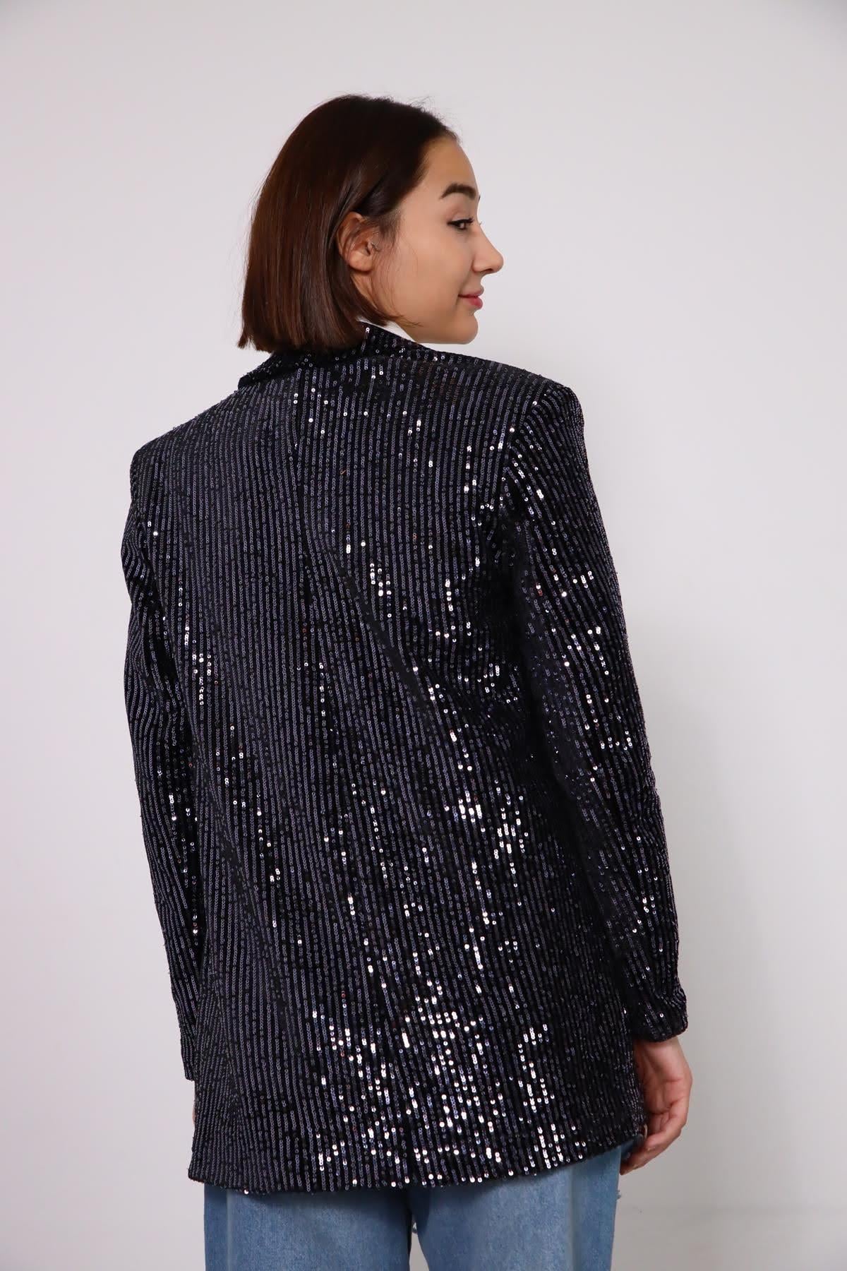  Lacivert Pullu Şık Ceket