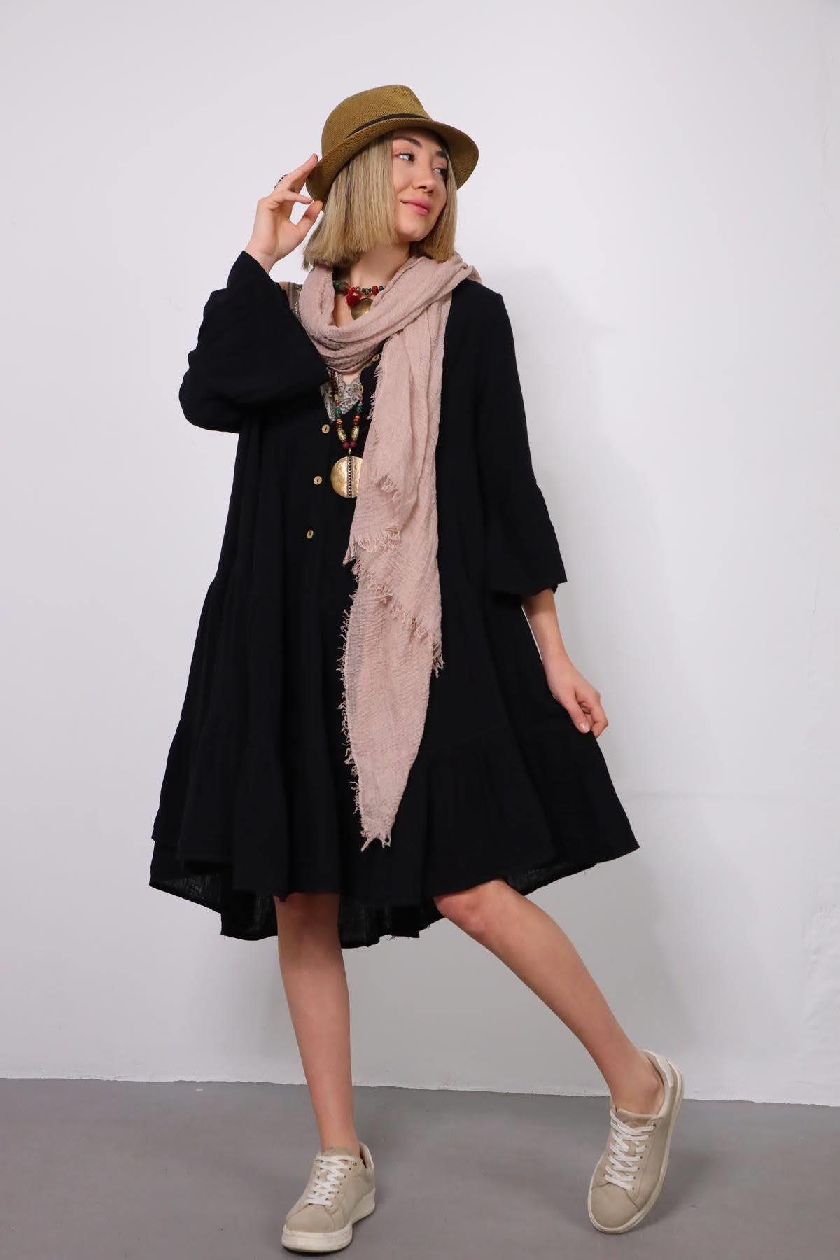 Siyah Positano Elbise - Şaman Butik Siyah Positano Elbise