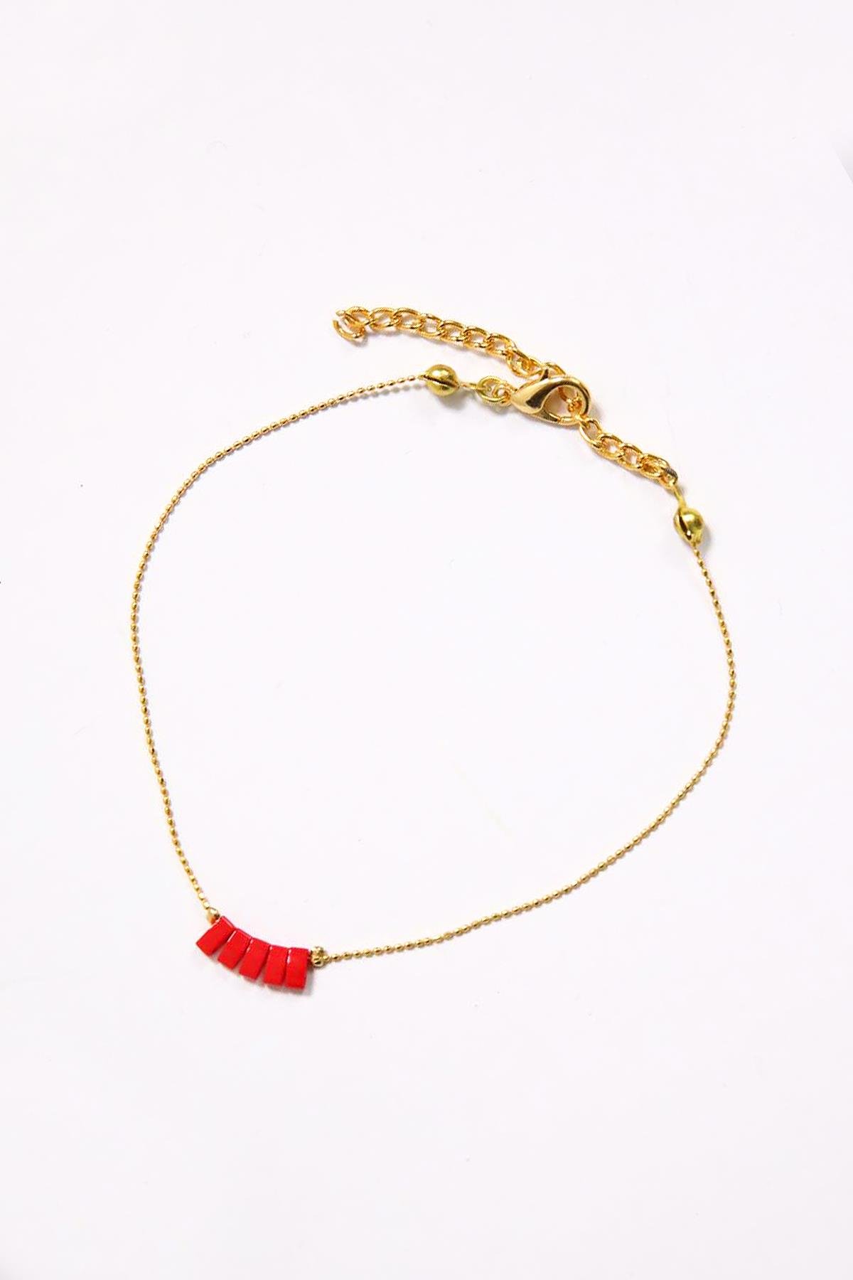  Kırmızı Taş Detaylı Halhal