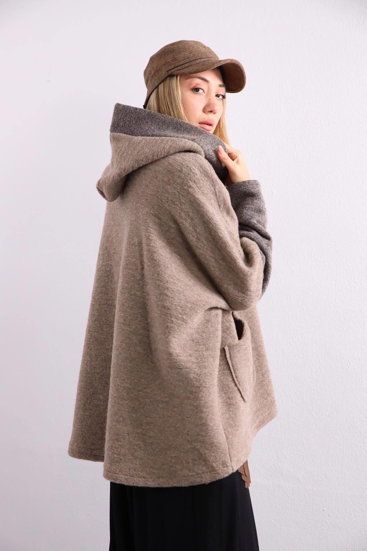 Mink Front Zipper Felt Coat with Pockets Mink Front Zipper Felt Coat with Pockets