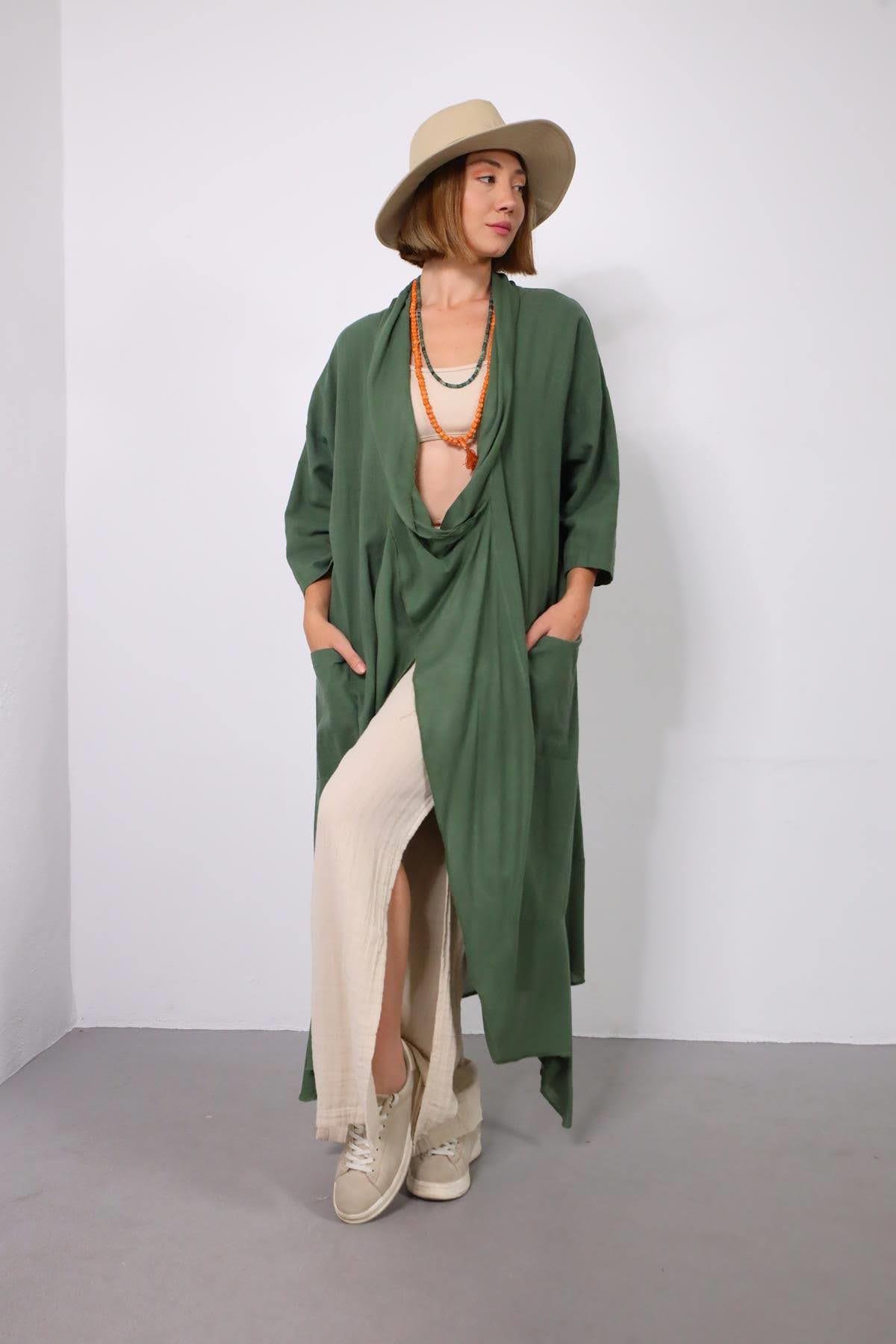 Haki Cepli Pamuk Judith Tunik - Şaman Butik Haki Cepli Pamuk Judith Tunik