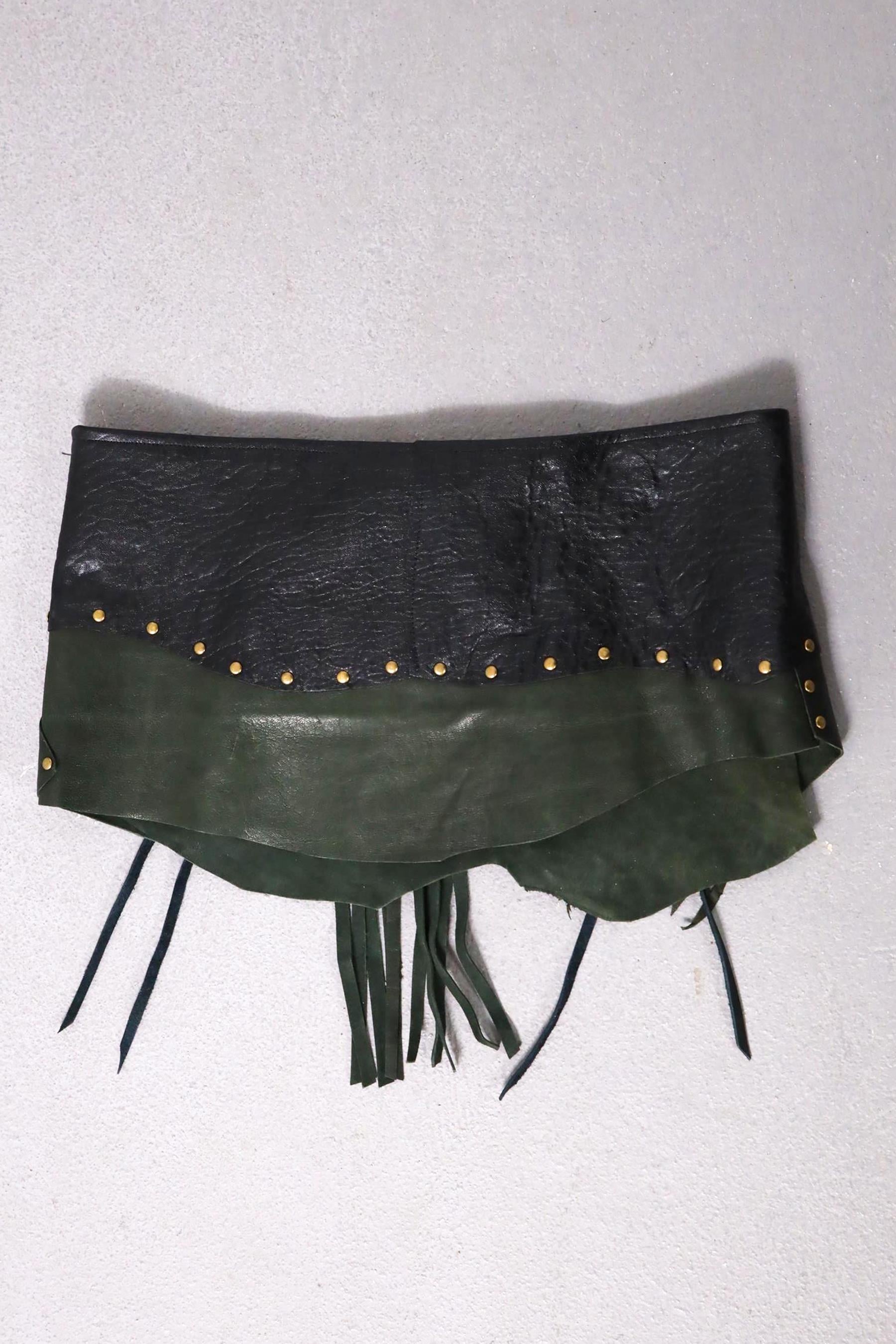 Haki Doğal Taşlı Deri Kemer - Şaman Butik Haki Doğal Taşlı Deri Kemer