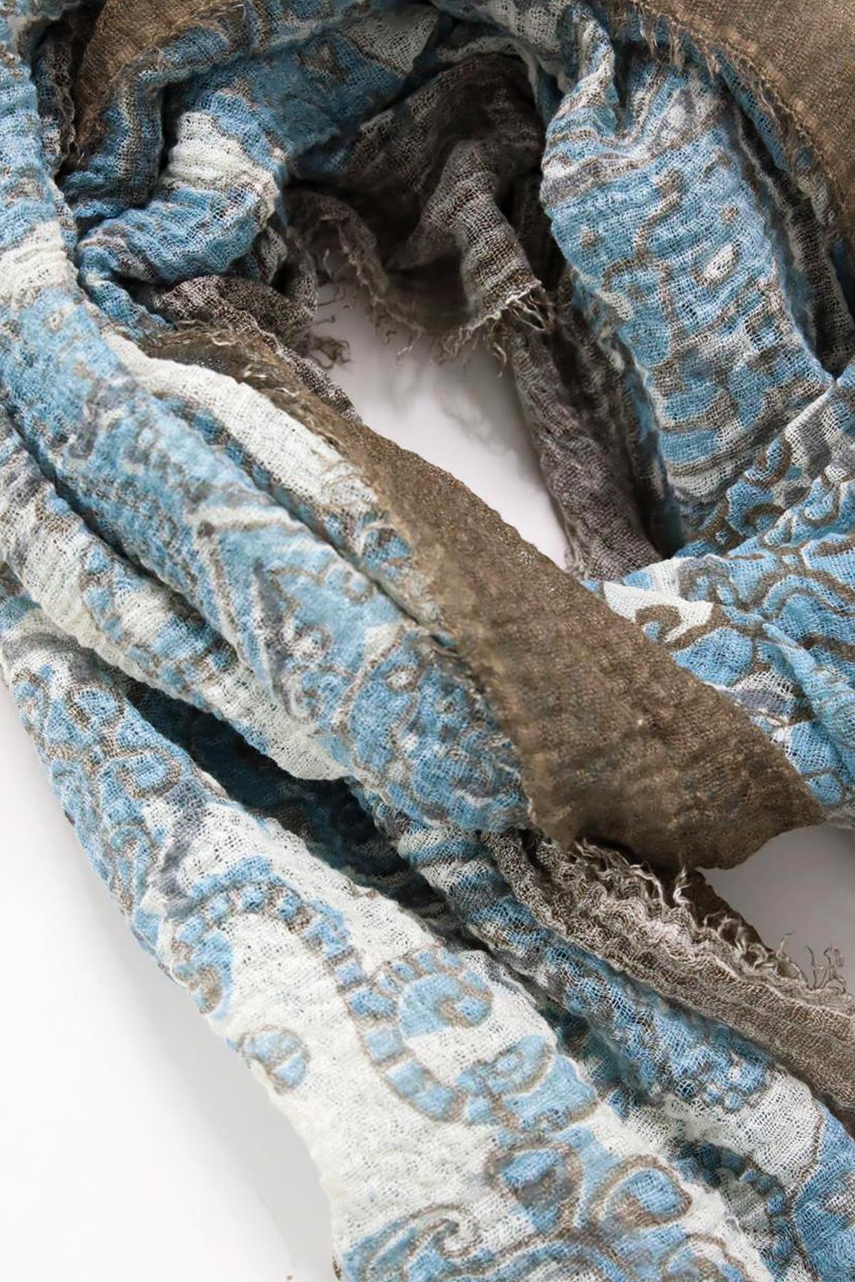 Toprak Rengi Desenli Saçaklı Şal - Şaman Butik Toprak Rengi Desenli Saçaklı Şal