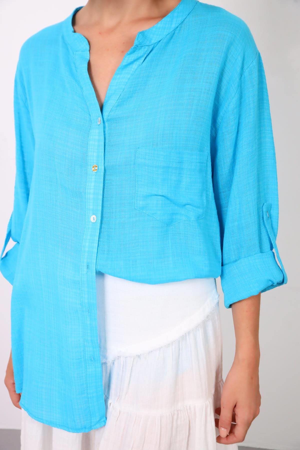  Turkuaz Hakim Yaka Gömlek