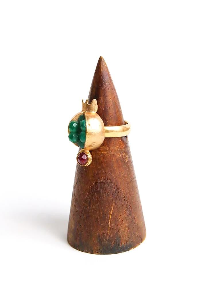  Altın Kaplama Doğal Taşlı Nar Tasarım Yüzük