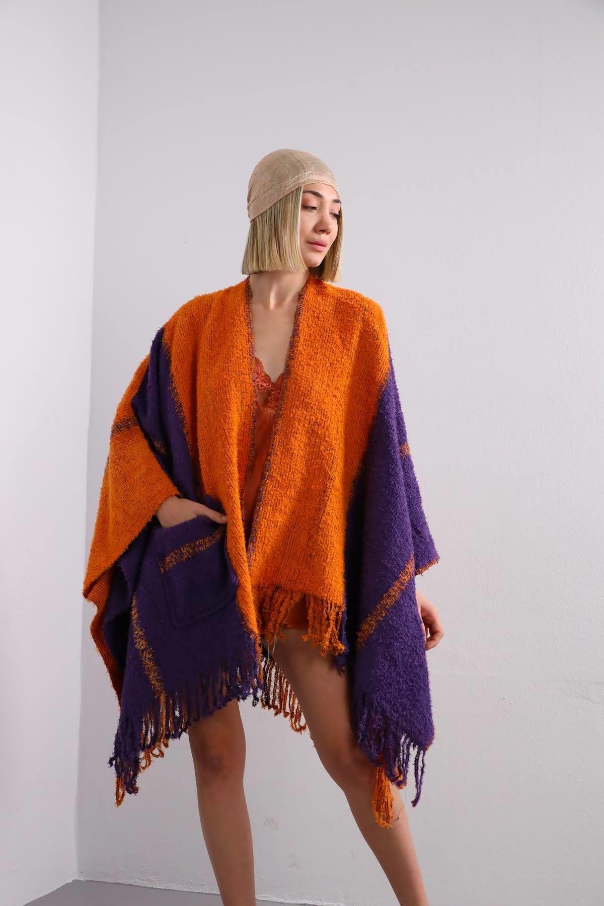 Orange Purple Pocket Pancho Orange Purple Pocket Pancho