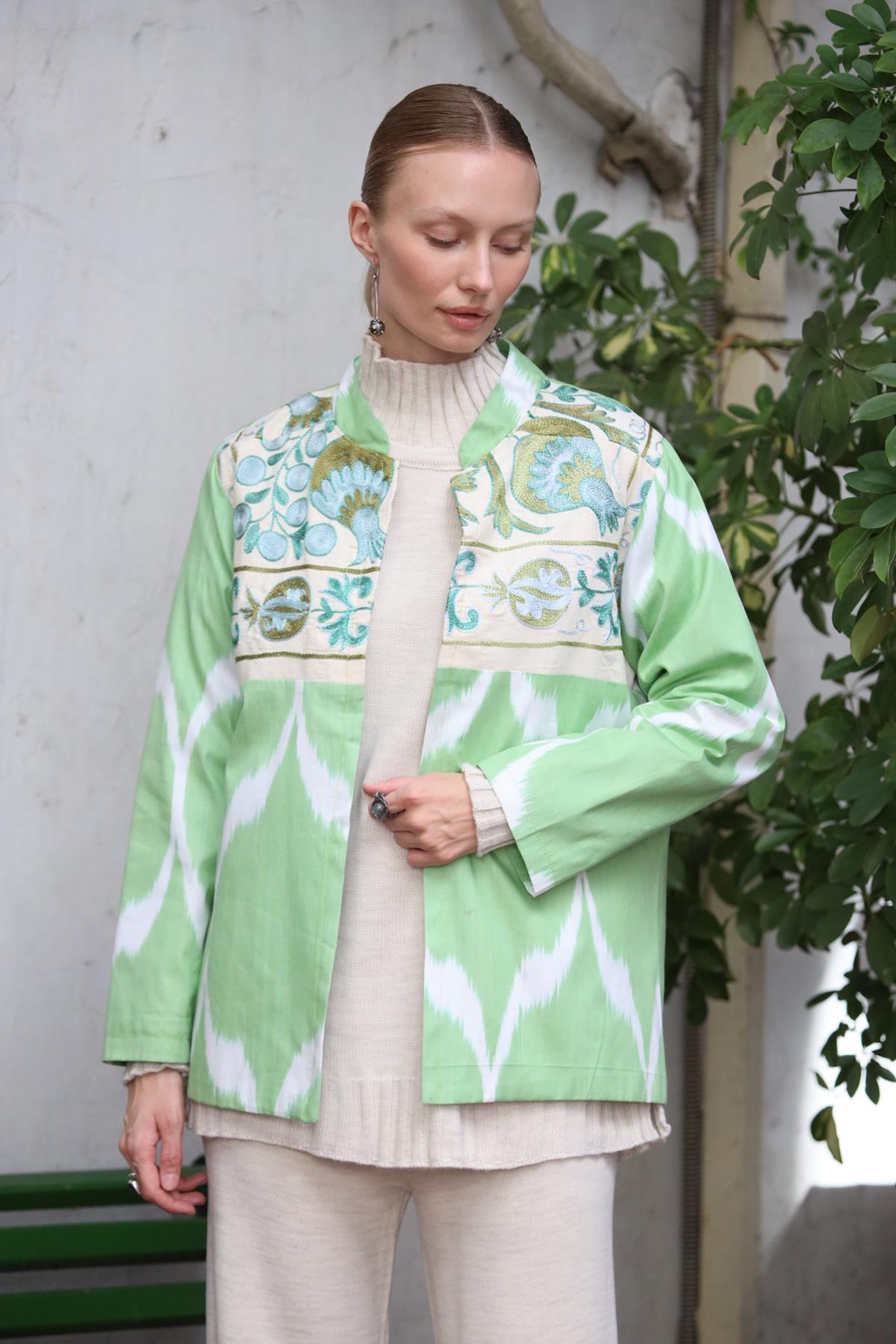 Pistachio Green Suzani Caftan 