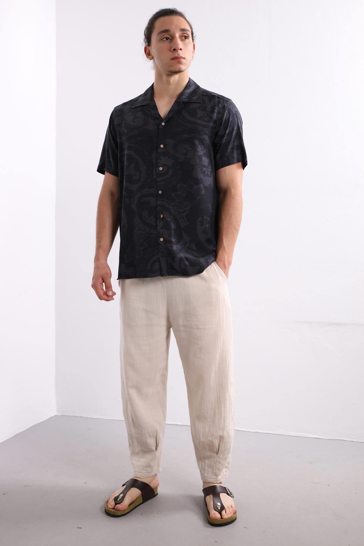 Saman Butik | Shop Online Anthracite Patterned Comfortable Cut Men's Shirt