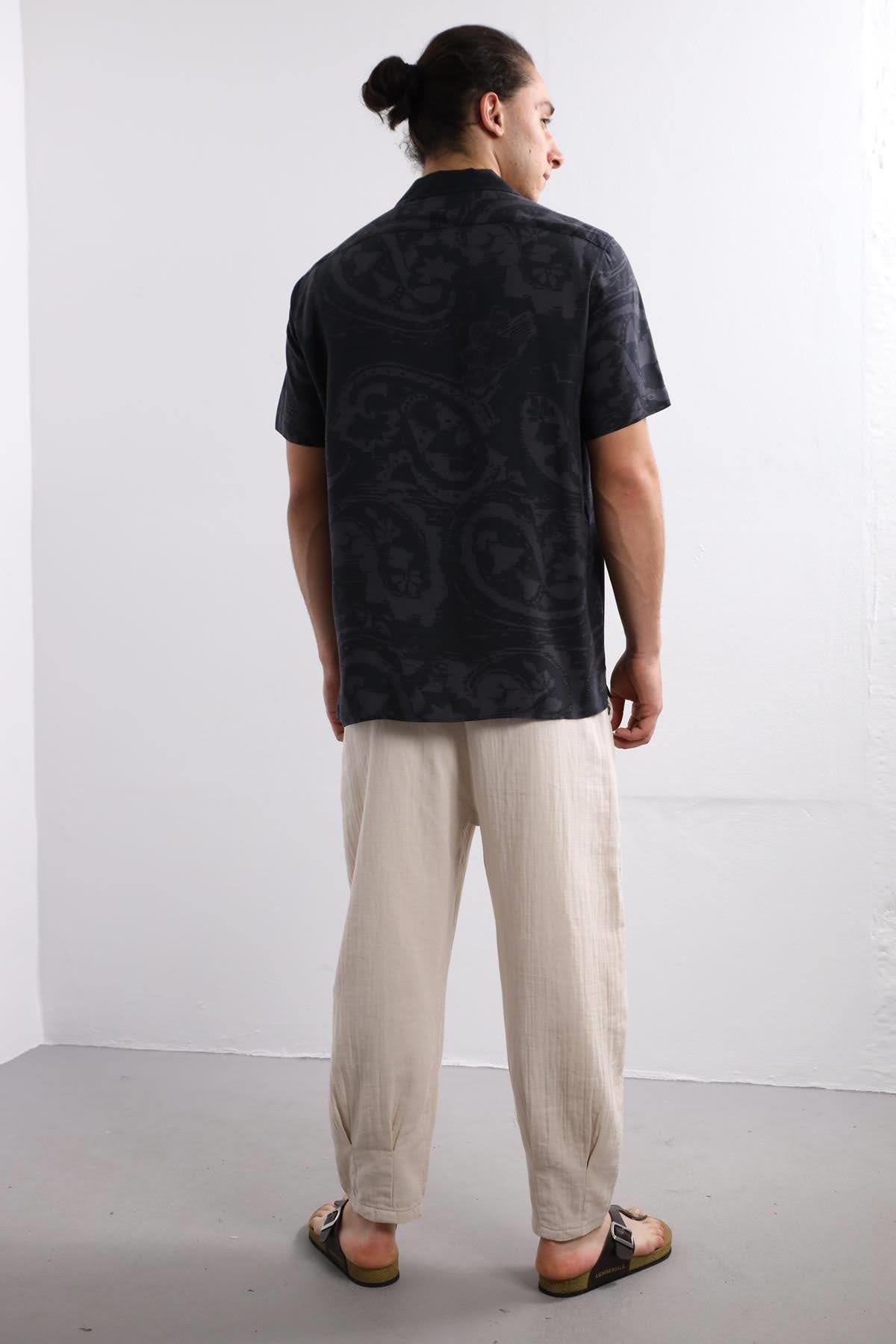 Saman Butik | Shop Online Anthracite Patterned Comfortable Cut Men's Shirt