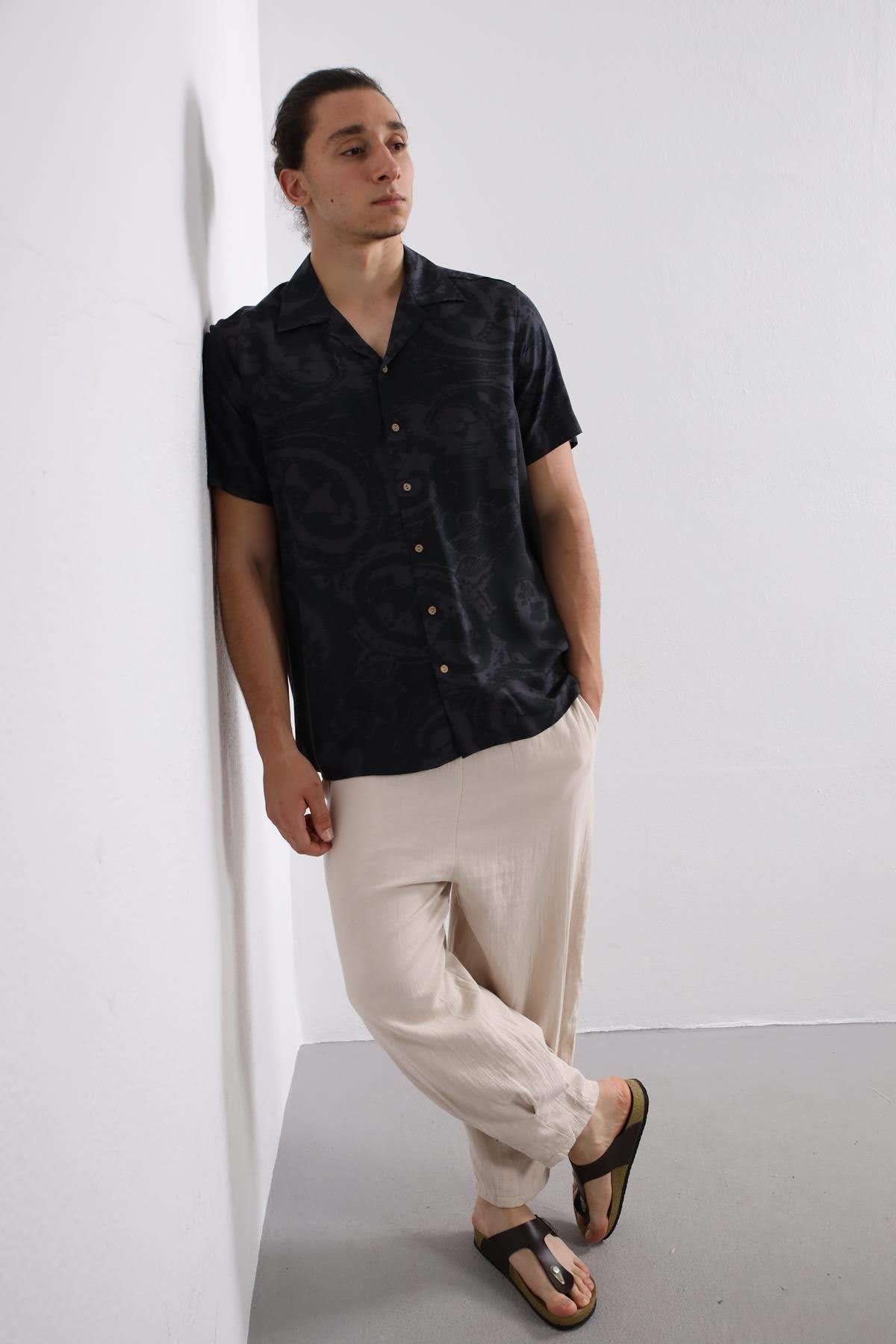 Saman Butik | Shop Online Anthracite Patterned Comfortable Cut Men's Shirt