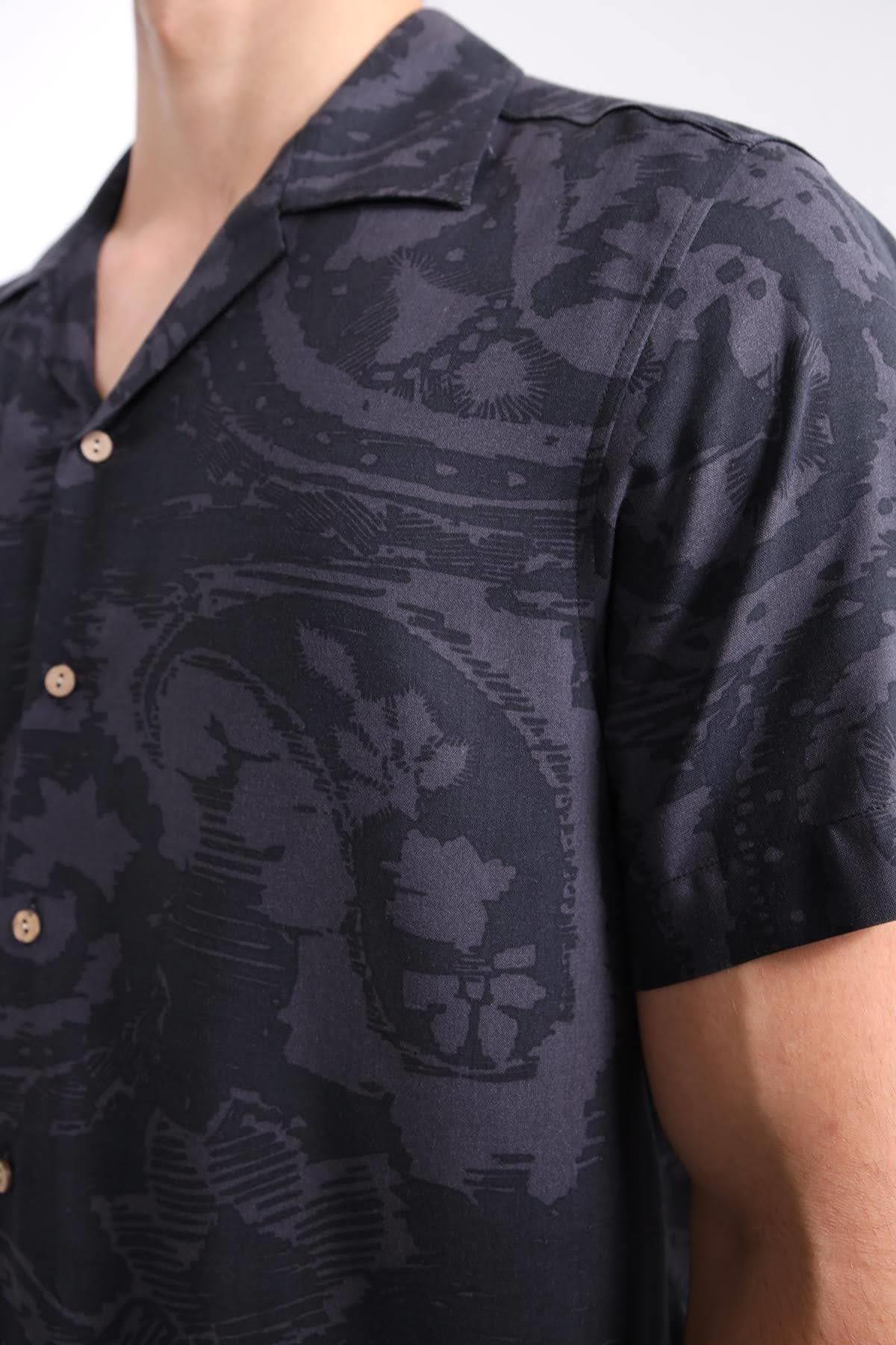 Saman Butik | Shop Online Anthracite Patterned Comfortable Cut Men's Shirt