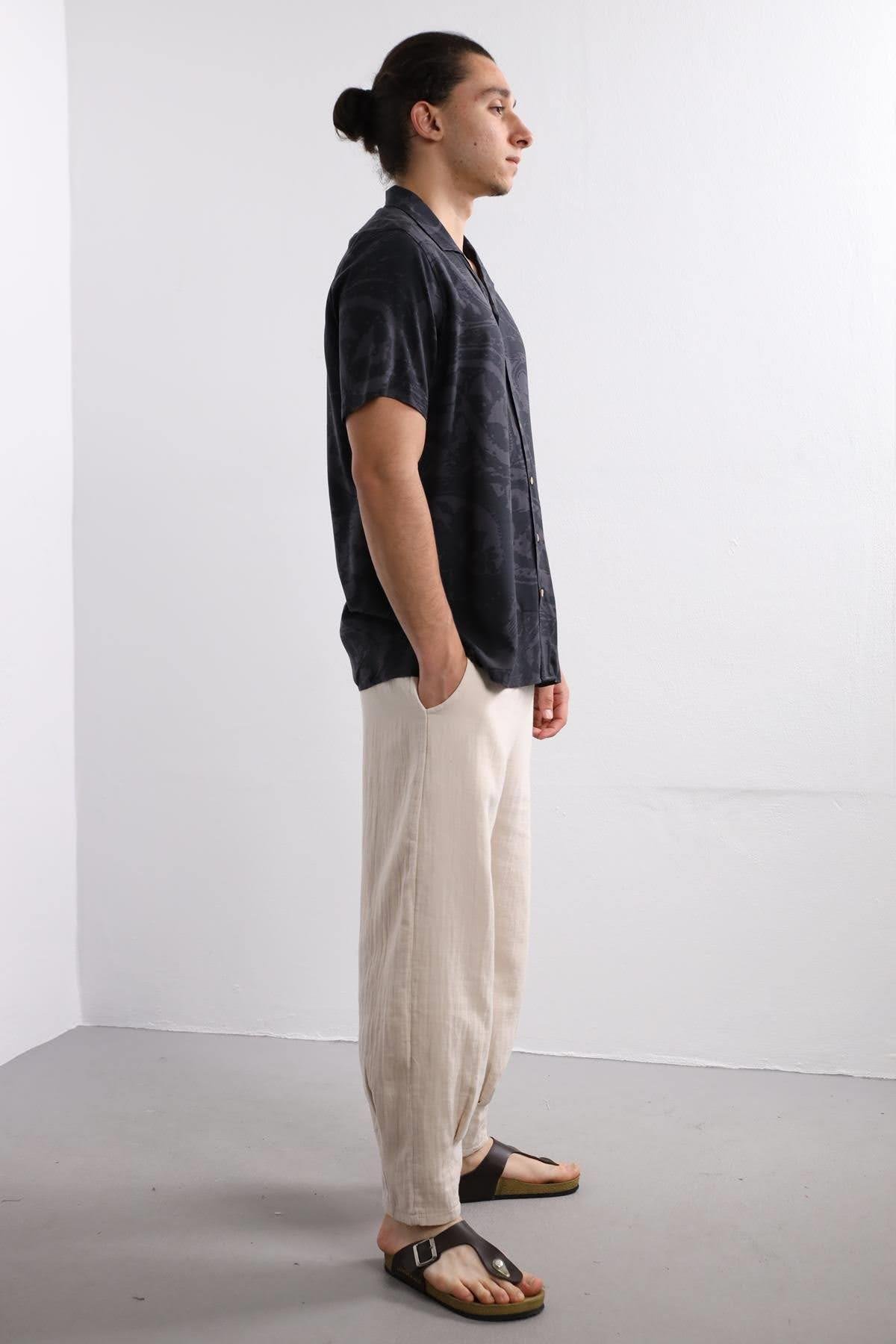 Saman Butik | Shop Online Anthracite Patterned Comfortable Cut Men's Shirt