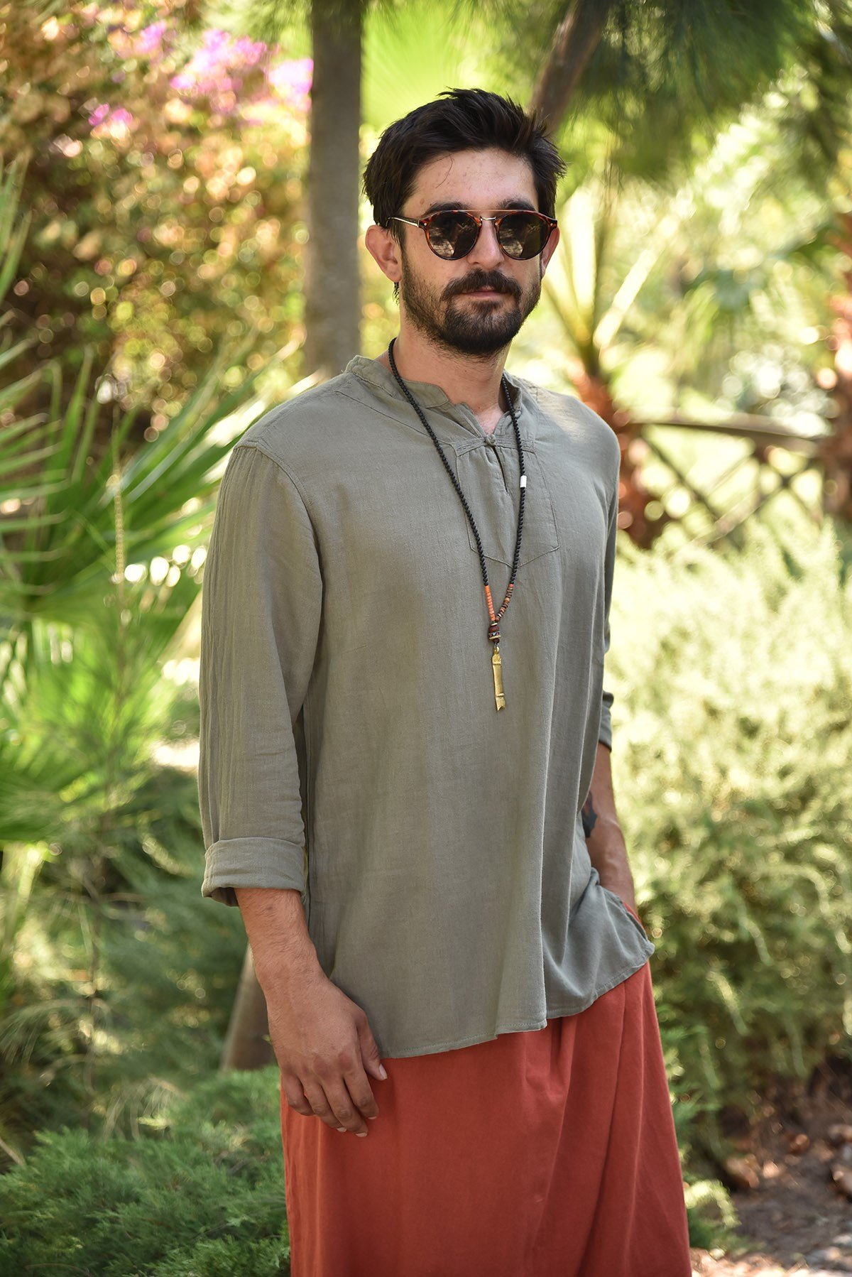 Haki Erkek Gömlek - Şaman Butik Haki Erkek Gömlek