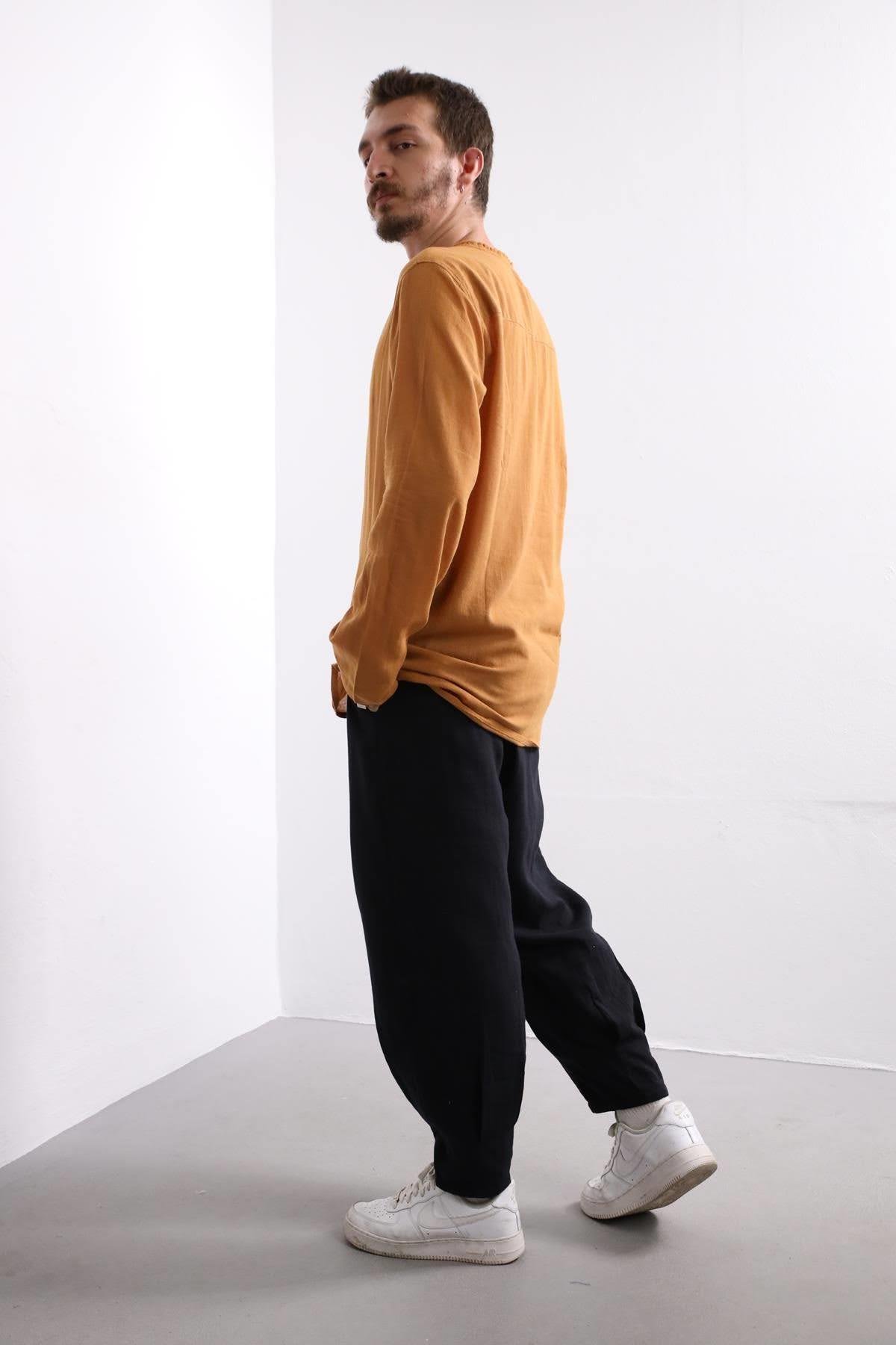 Mustard Mandala Pattern Men's Shirt - Saman Butik | Shop Online Mustard Mandala Pattern Men's Shirt