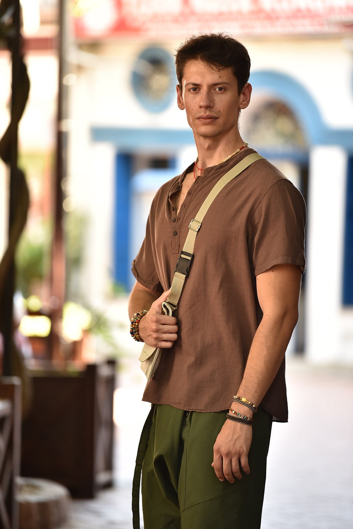 Kahverengi Erkek Gömlek - Şaman Butik Kahverengi Erkek Gömlek