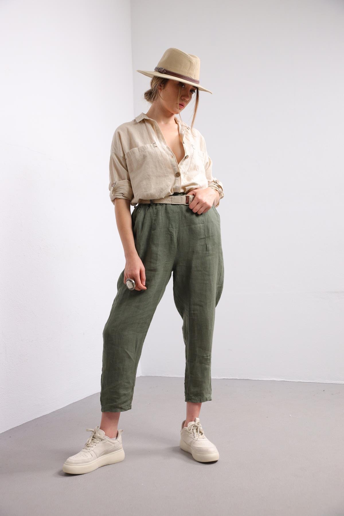  Krem Rengi Büyük Cepli Gömlek