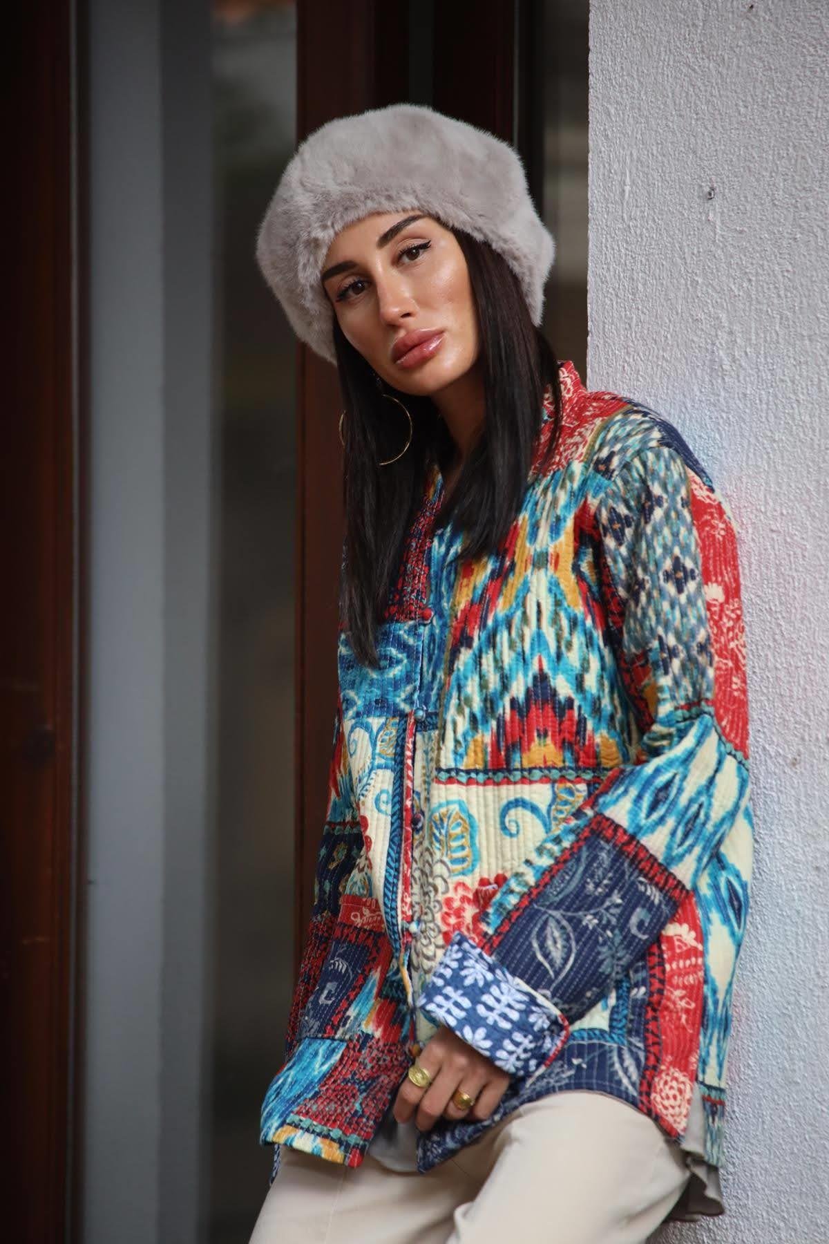 Gri Ayarlanabilir İpli Peluş Ressam Bere