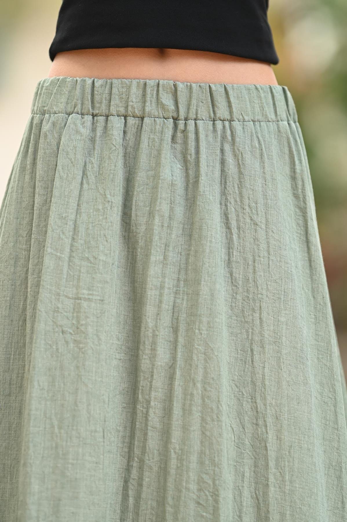 Haki Beli Lastikli Salaş Etek