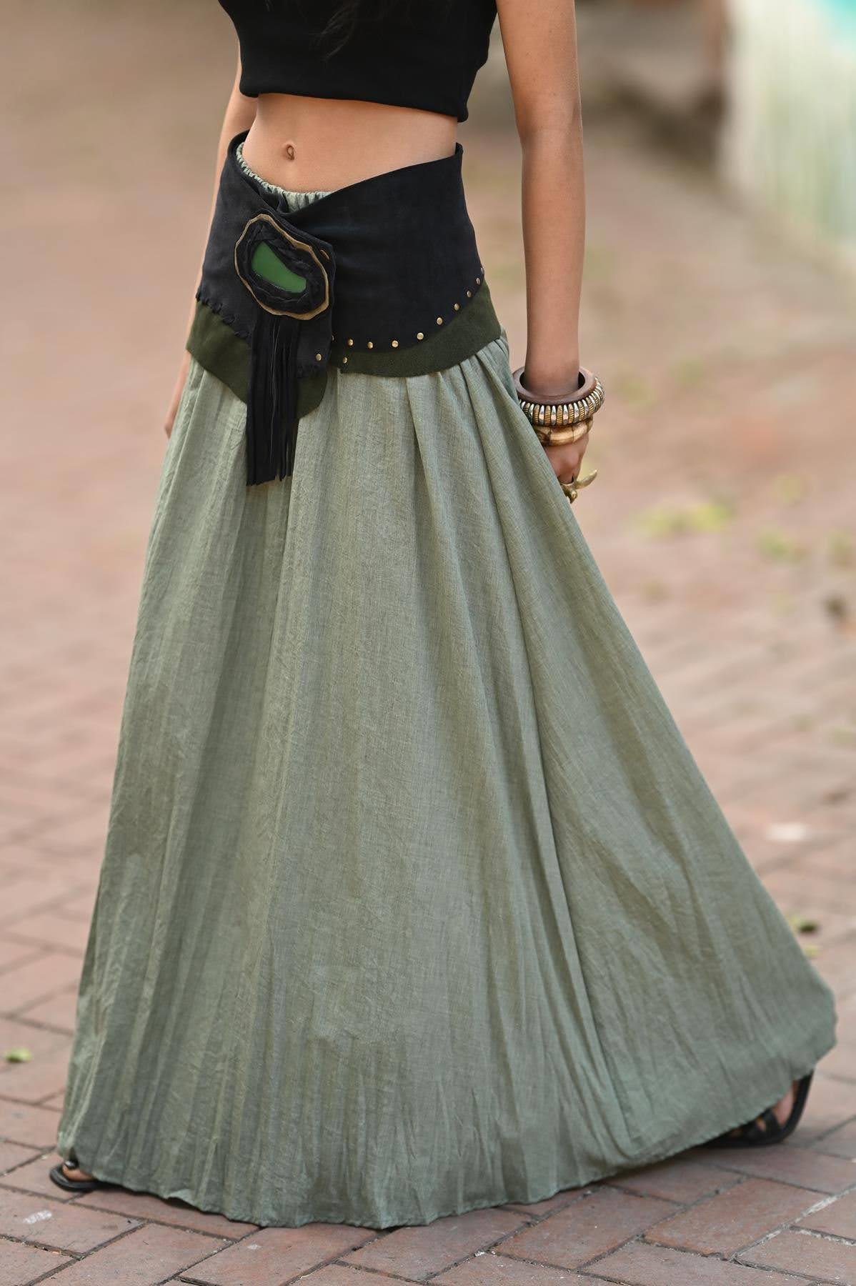 Haki Beli Lastikli Salaş Etek