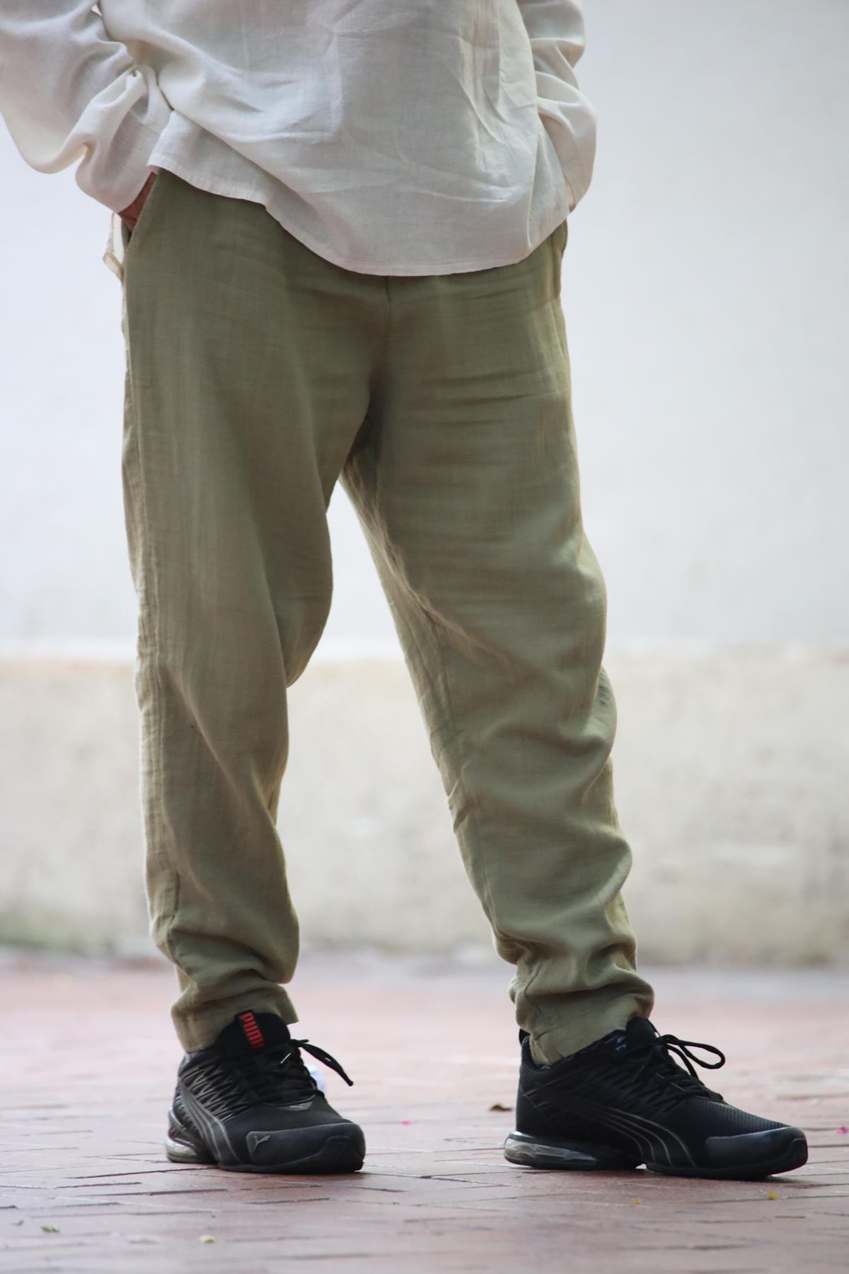 Haki Erkek Müslin Pantolon