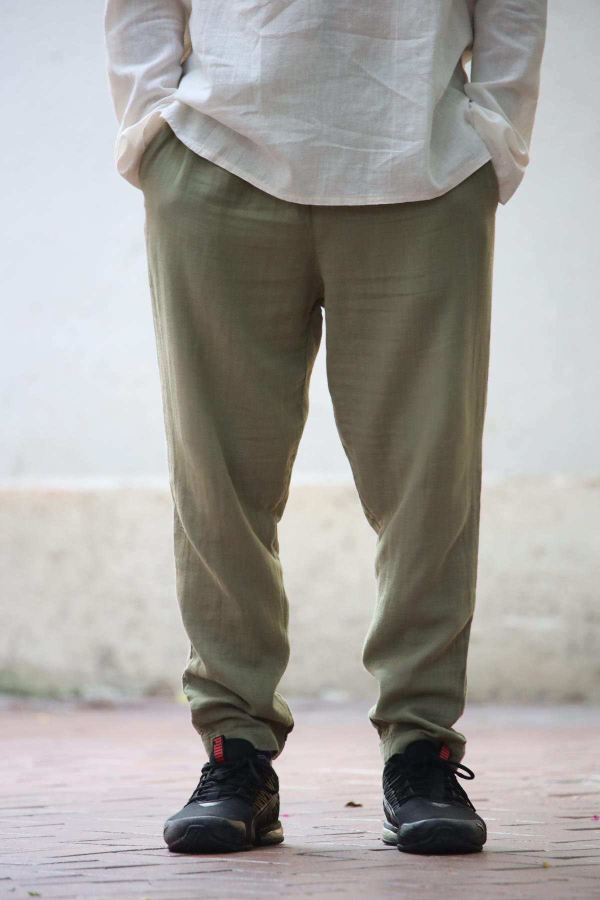 Haki Erkek Müslin Pantolon