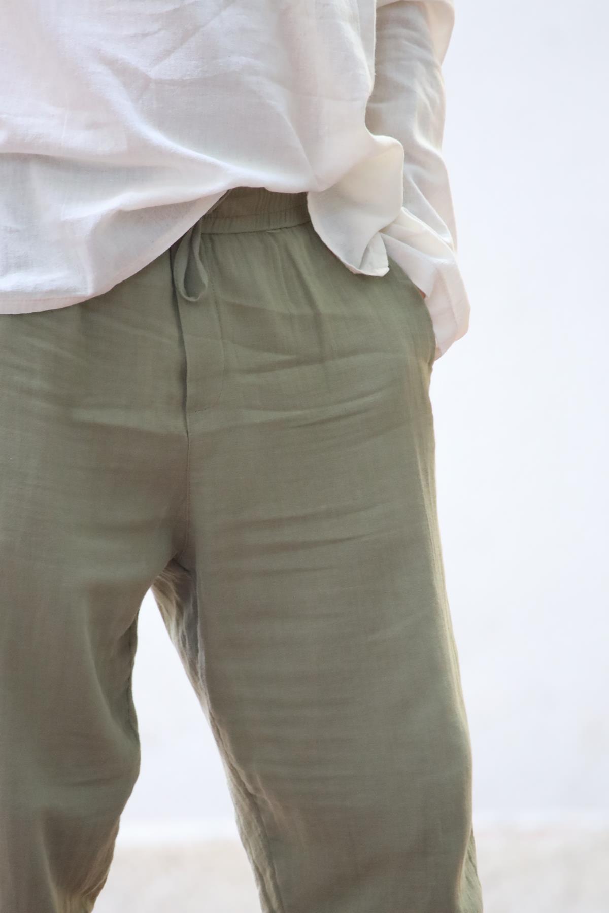 Haki Erkek Müslin Pantolon
