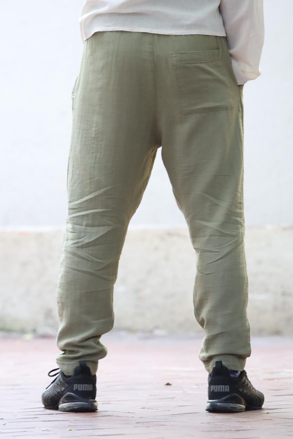Haki Erkek Müslin Pantolon