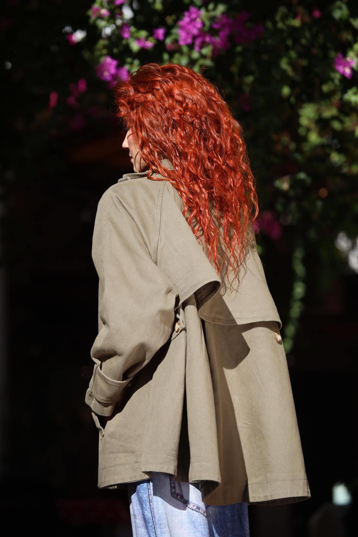 Haki Fermuarlı Kısa Gabardin Trençkot