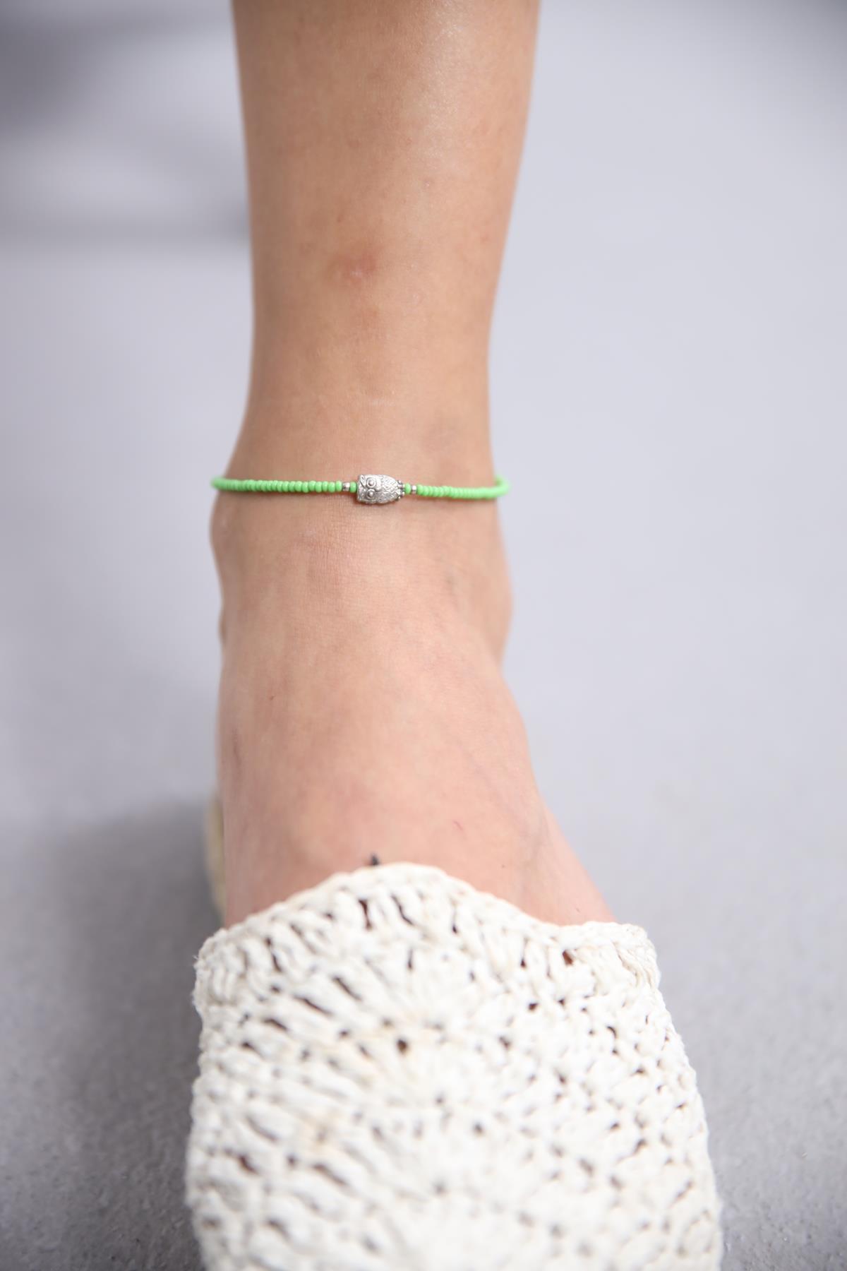 Baykuş Motifli Boncuklu Tasarım Halhal - Şaman Butik Baykuş Motifli Boncuklu Tasarım Halhal