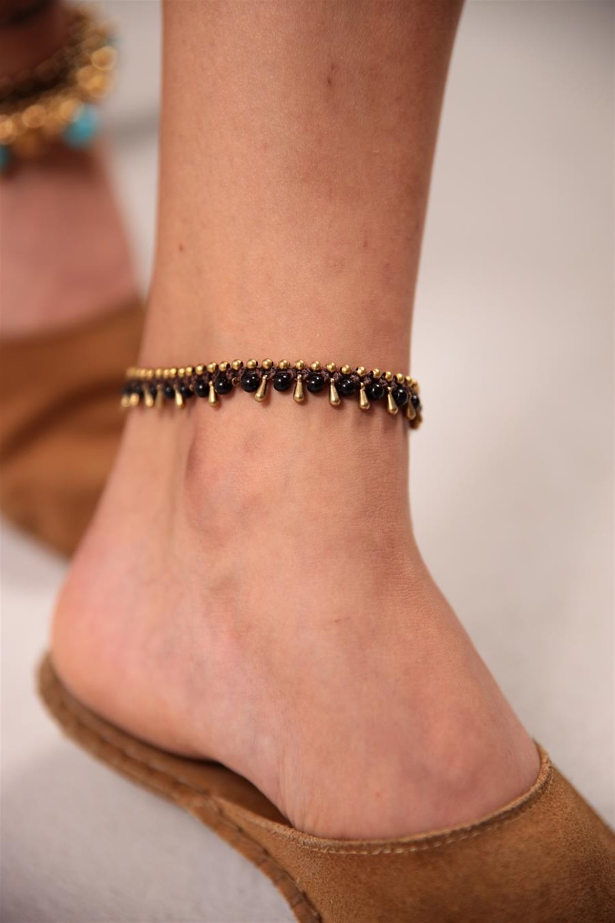  Bronz Oniks Taş Detaylı Tasarım Halhal