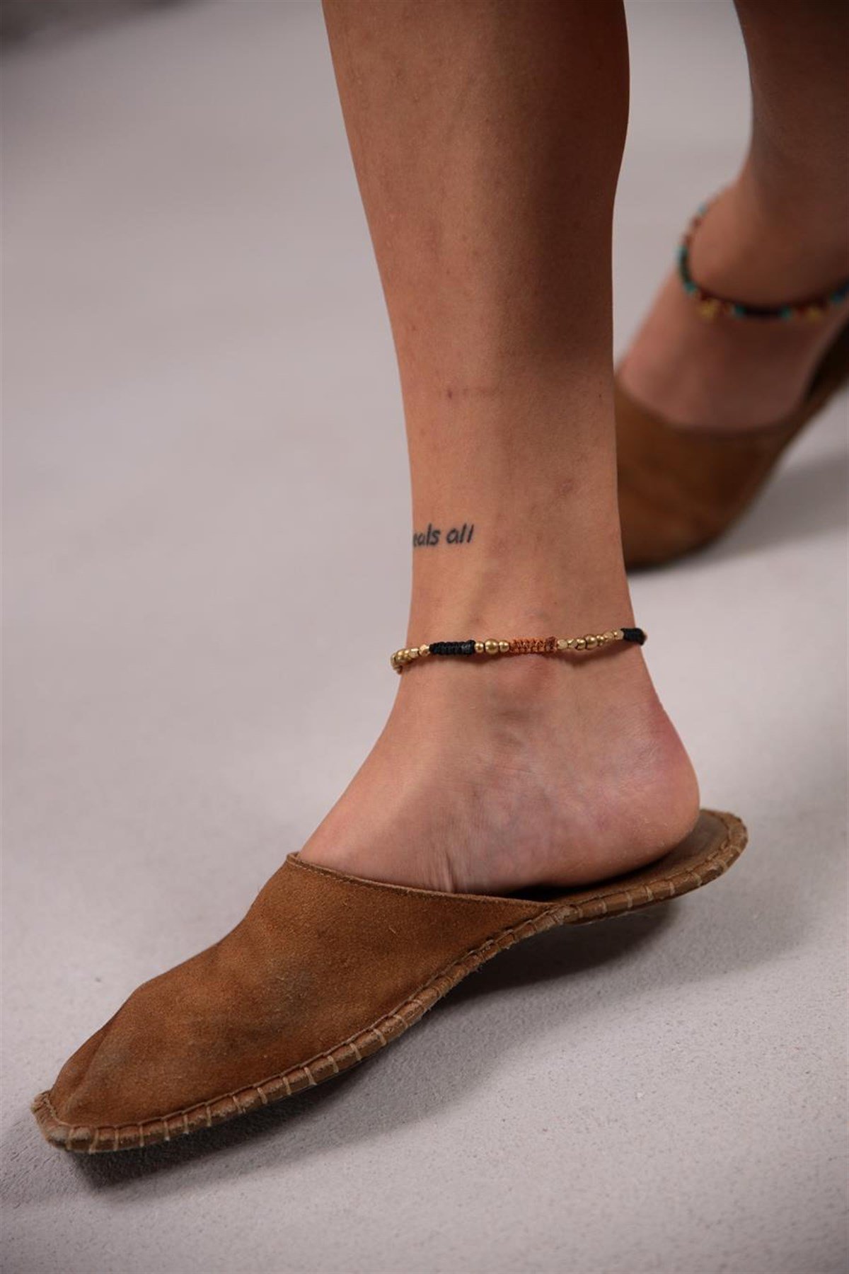  Bronz Örgü Mum İpli Tasarım Doğal Taşlı Halhal