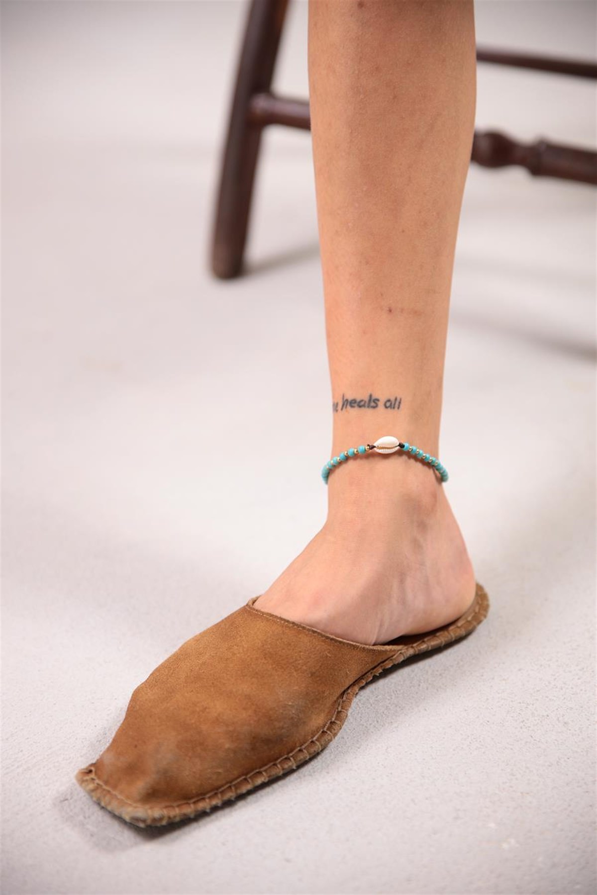 Bronz Turkuaz Taşı Deniz Kabuklu Tasarım Halhal - Şaman Butik Bronz Turkuaz Taşı Deniz Kabuklu Tasarım Halhal