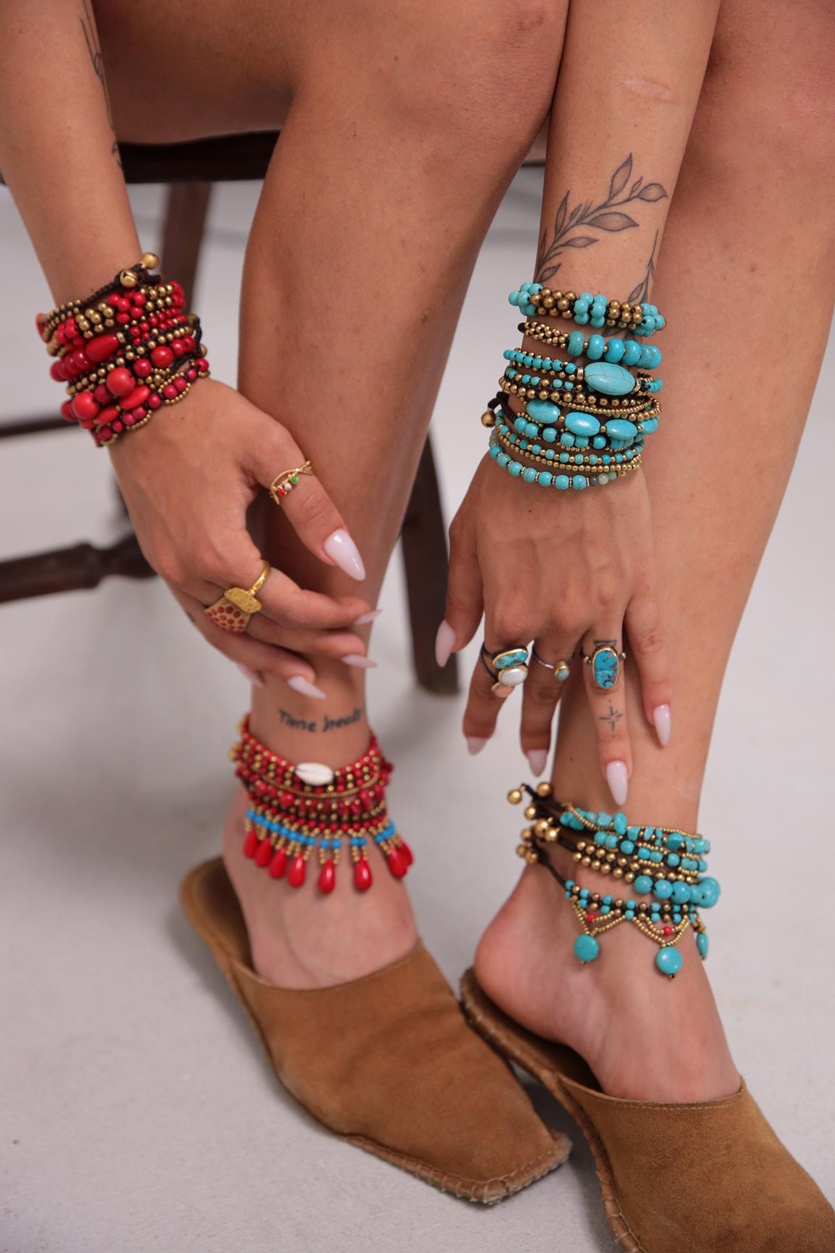 Bronz Turkuaz Taşı Sallantılı Tasarım Halhal - Şaman Butik Bronz Turkuaz Taşı Sallantılı Tasarım Halhal