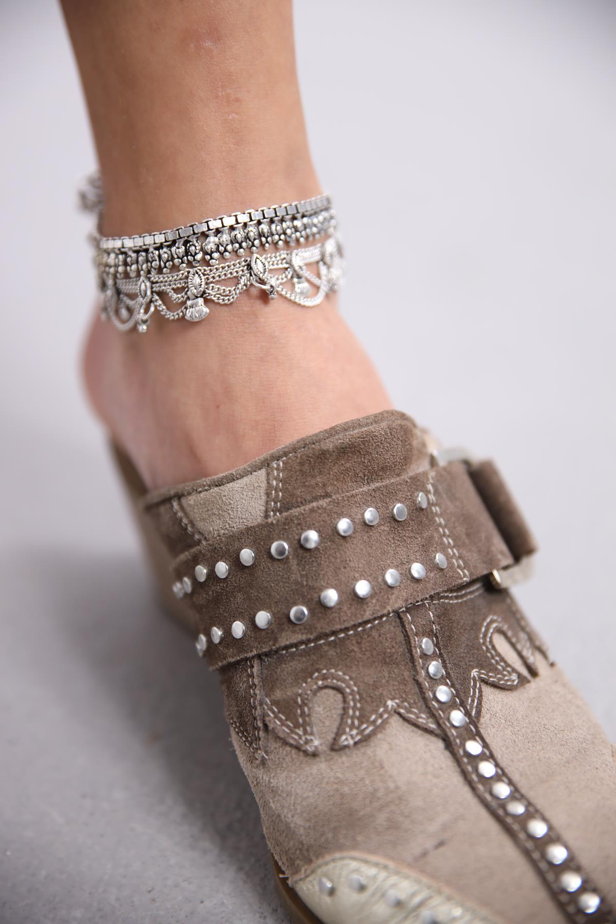 Gümüş Kaplama Tasarım Sallantılı Halhal - Şaman Butik Gümüş Kaplama Tasarım Sallantılı Halhal