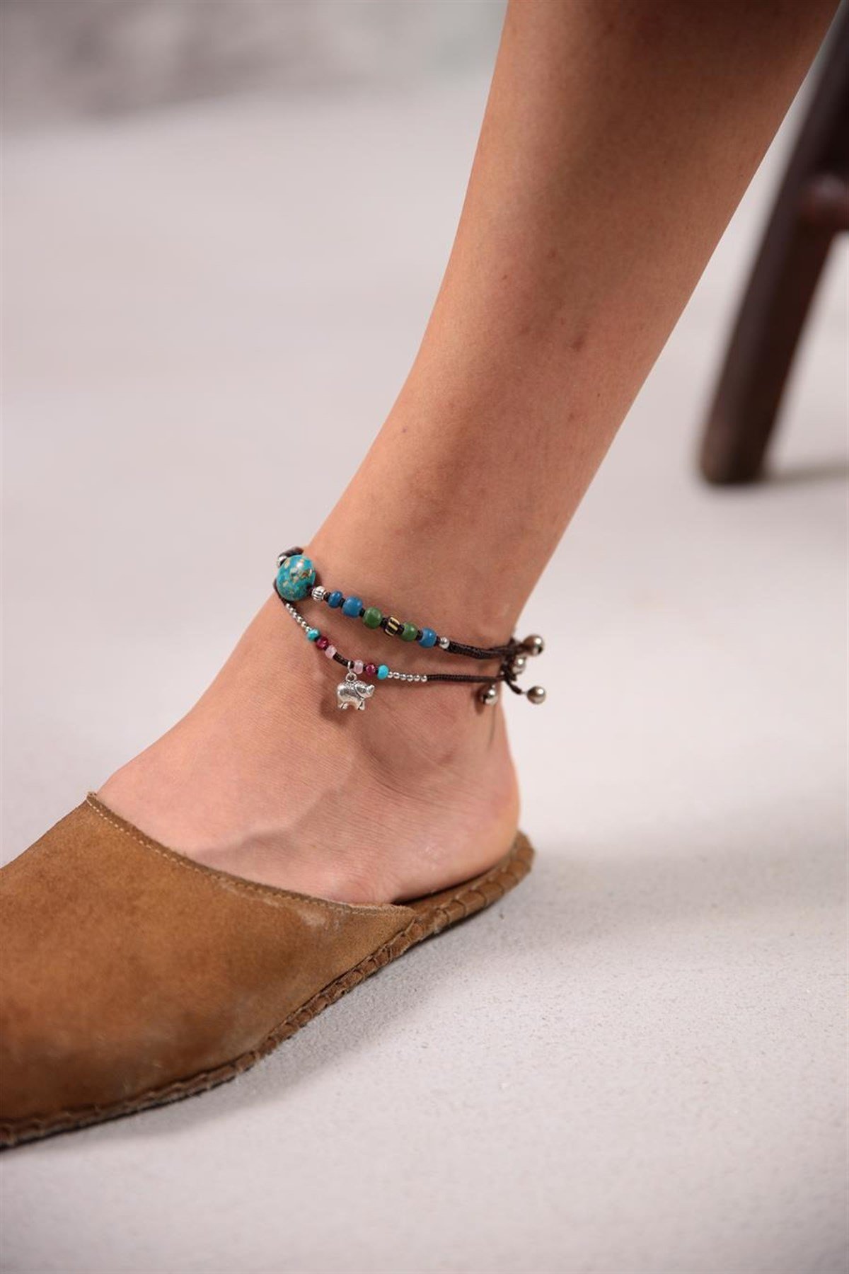  Mermer Desenli Turkuaz Taş Detaylı Tasarım Halhal