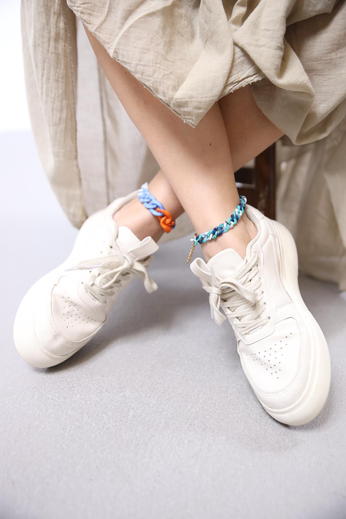 Turuncu Zincir Detaylı Halhal - Şaman Butik Turuncu Zincir Detaylı Halhal