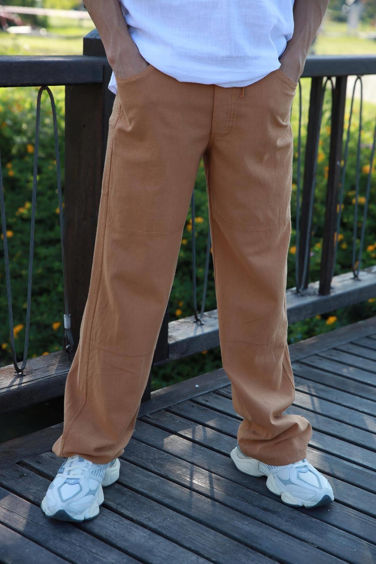 Mustard Color Elastic Cuff Pants