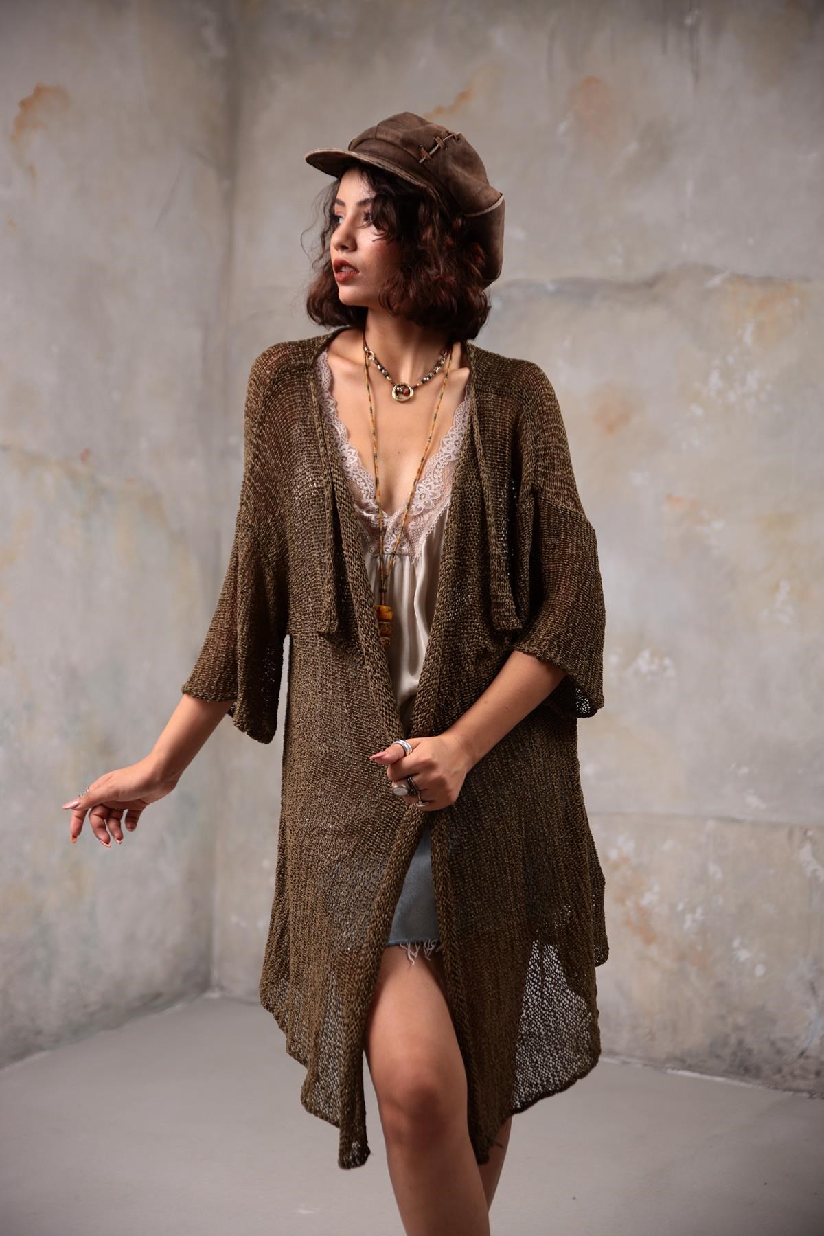  Haki Kısa Merserize Hırka