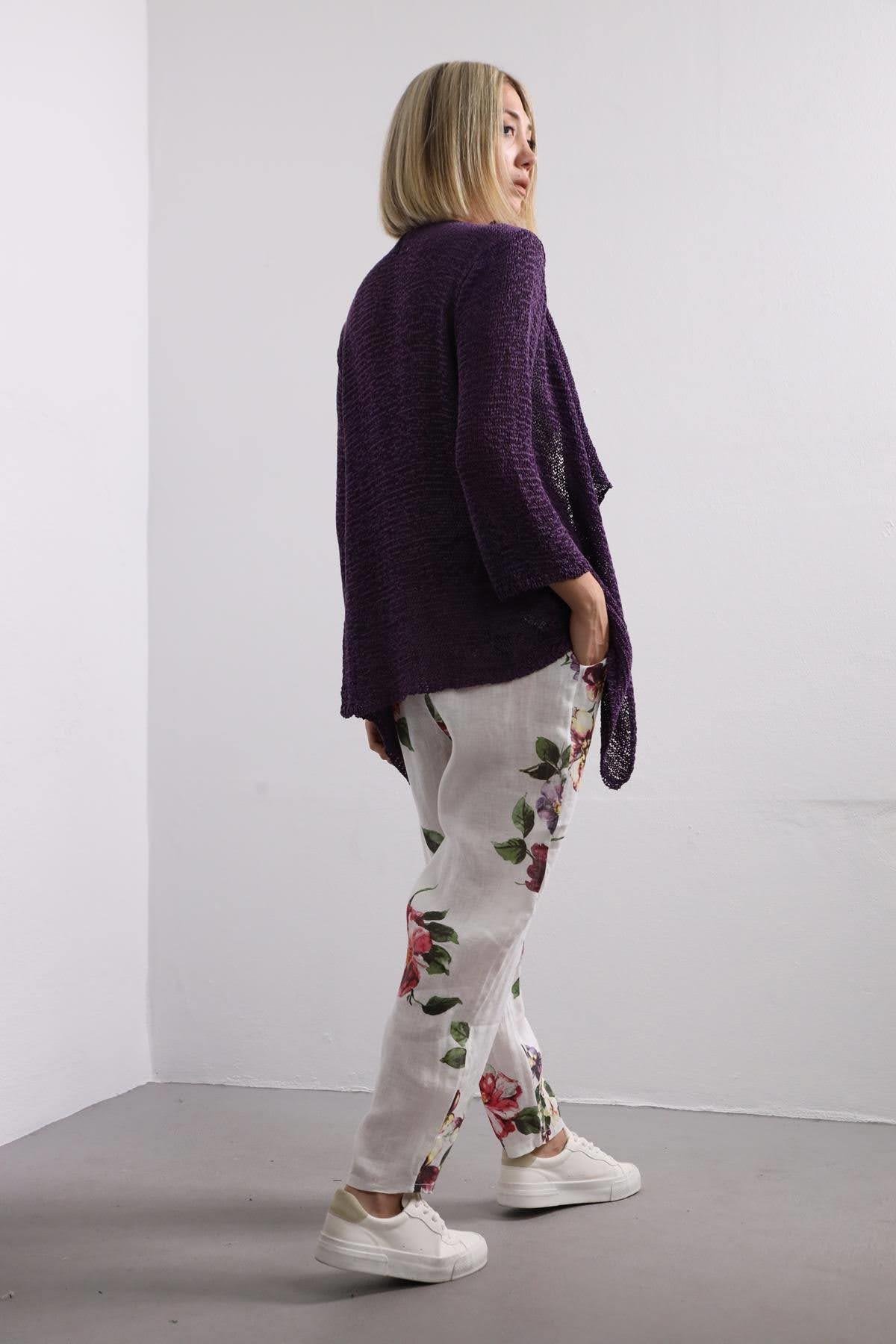  Mor Kanca Detaylı Merserize Hırka