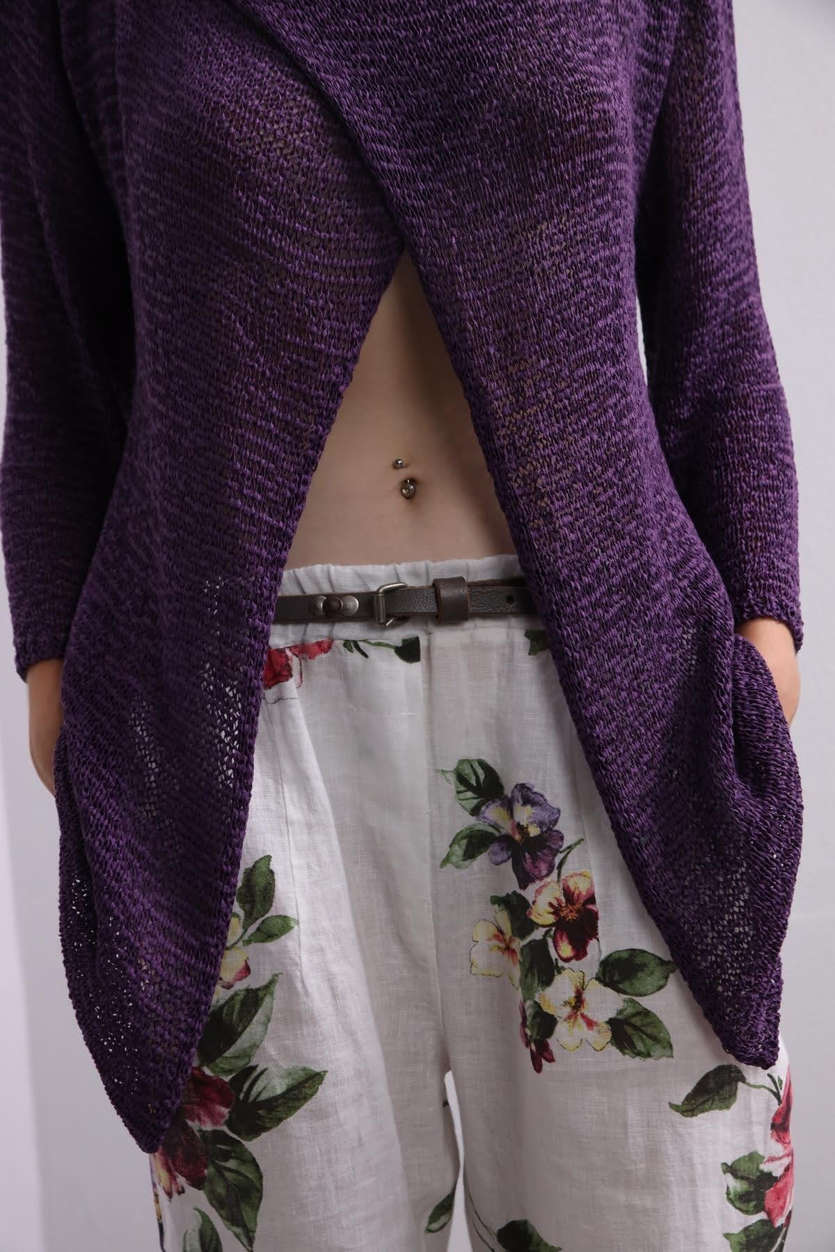  Mor Kanca Detaylı Merserize Hırka