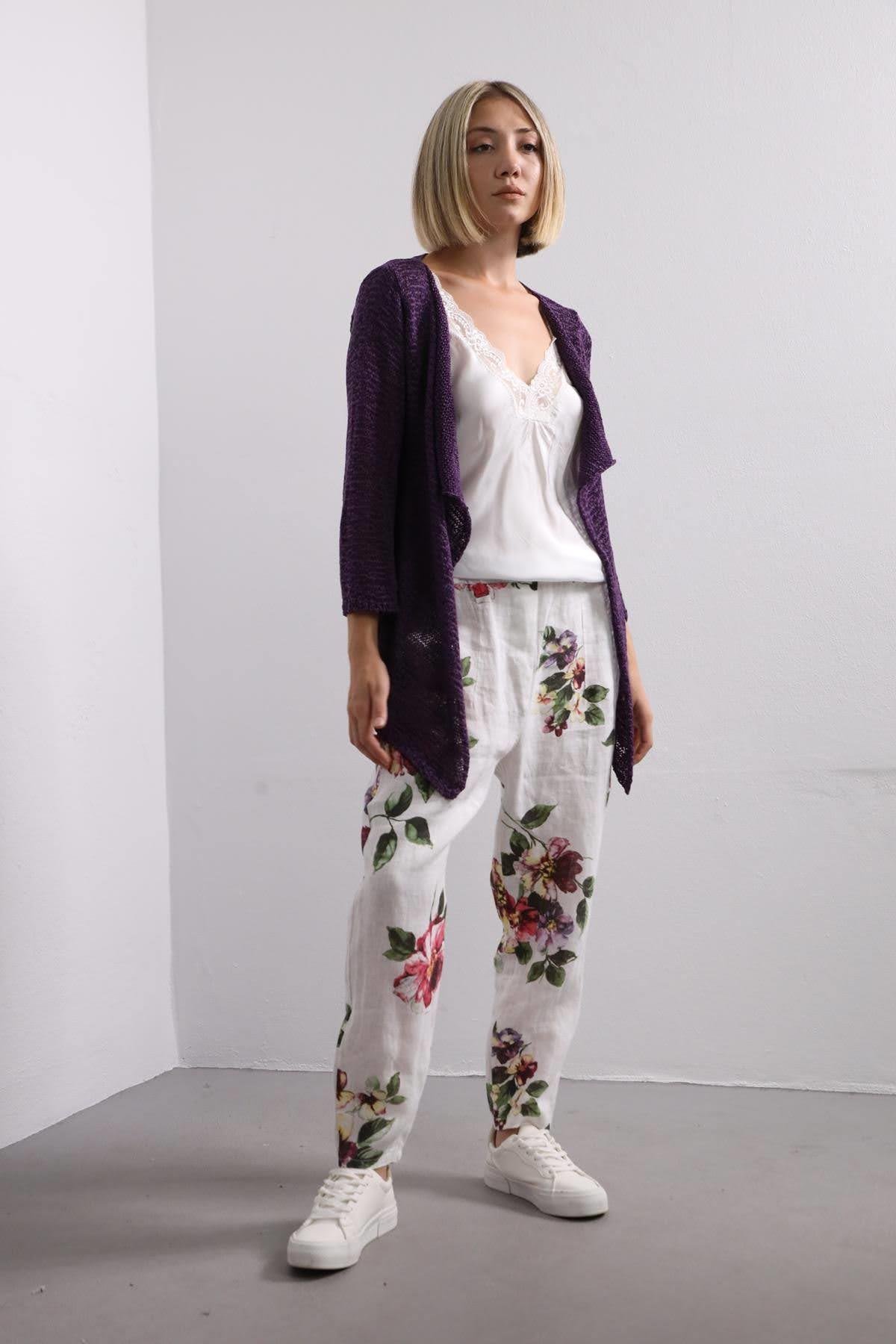  Mor Kanca Detaylı Merserize Hırka