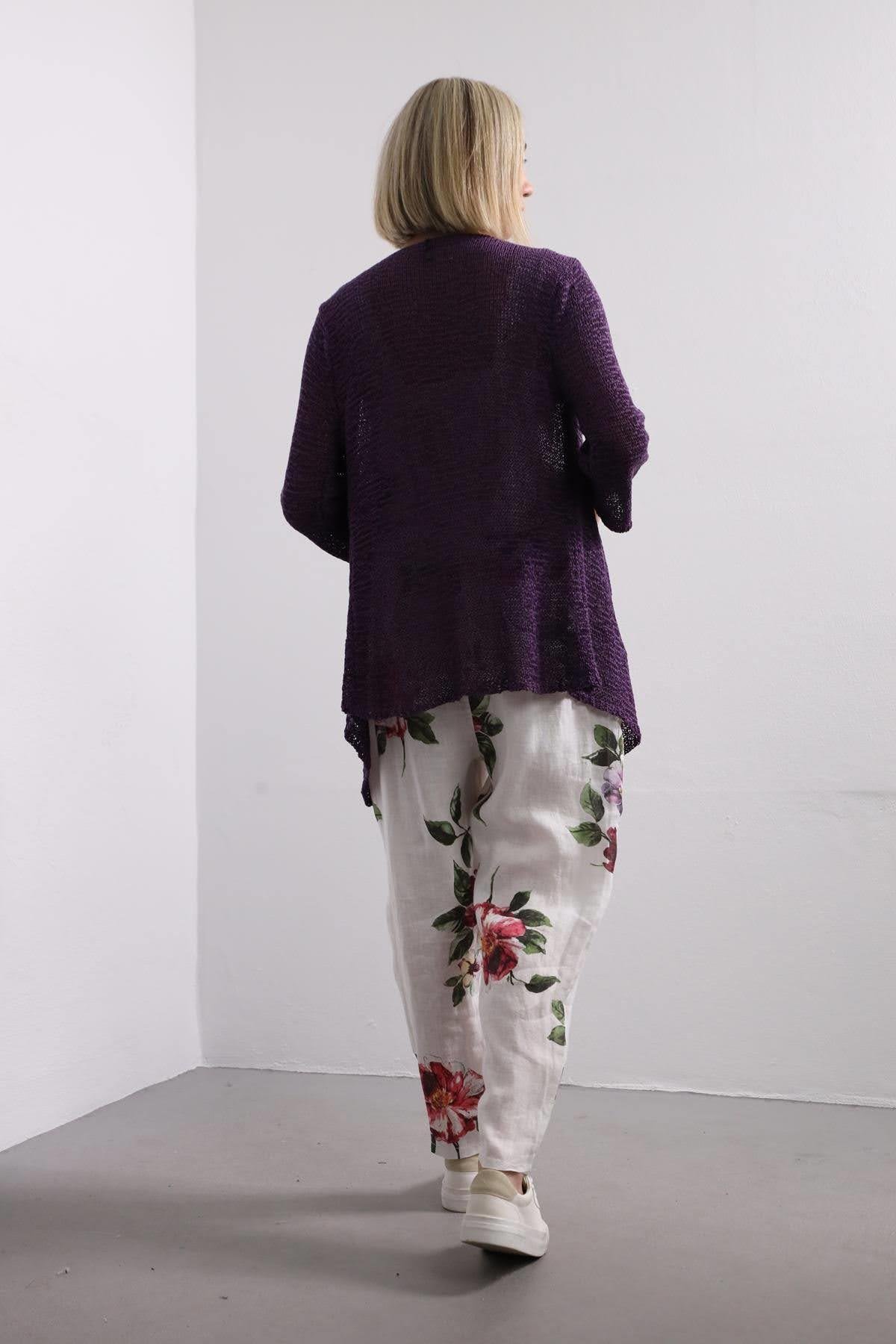  Mor Kanca Detaylı Merserize Hırka