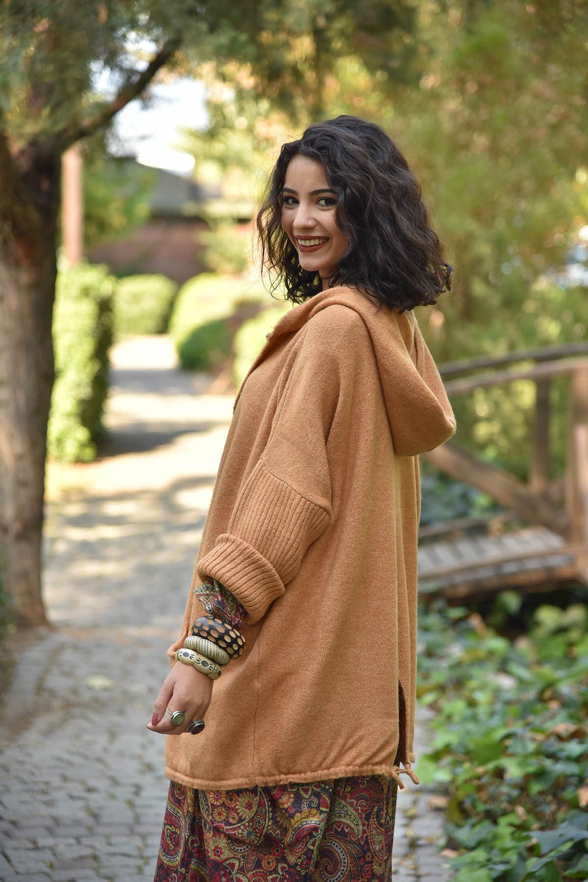  Taba Kapüşonlu Cep Detay Kısa Hırka